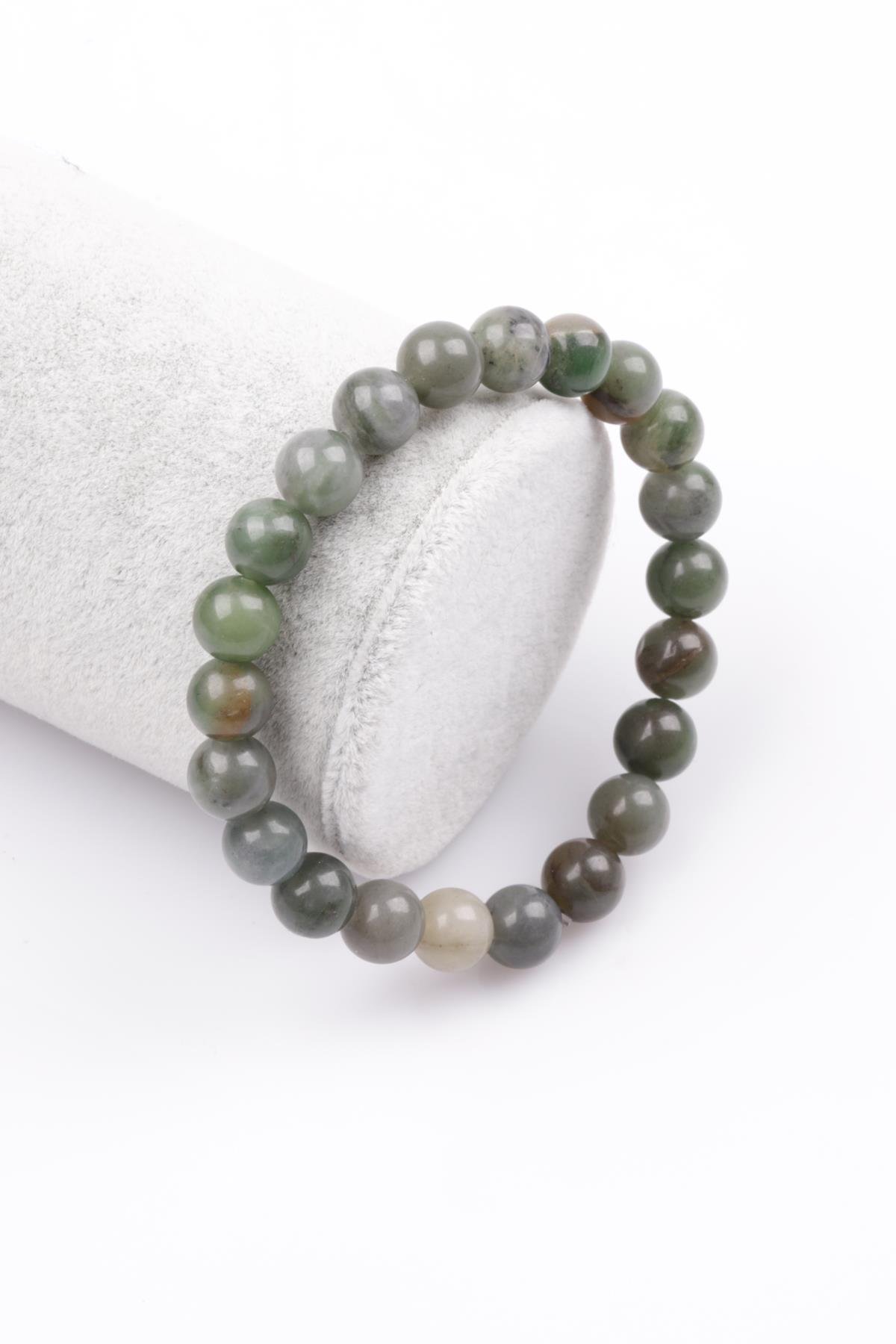 Afrika Yeşim Doğal Taş Bileklik 8 mm Küre Kesim