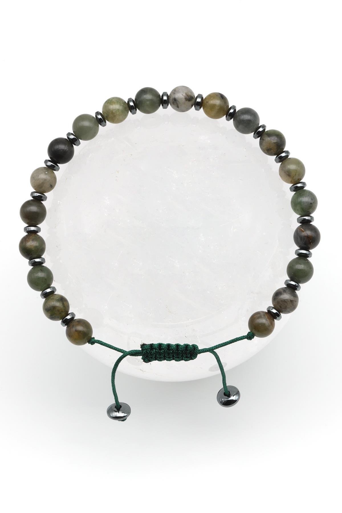 Afrika Yeşim Doğal Taş Makrome Örme Bileklik