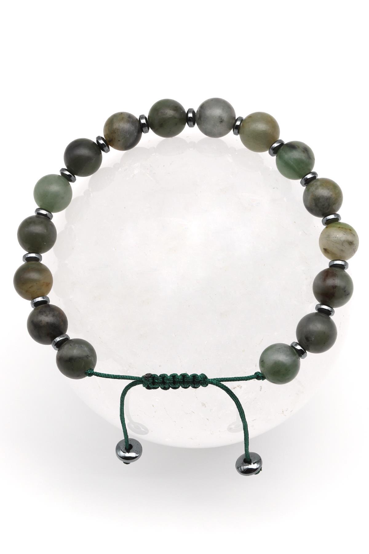 Afrika Yeşim Doğal Taş Makrome Örme Bileklik