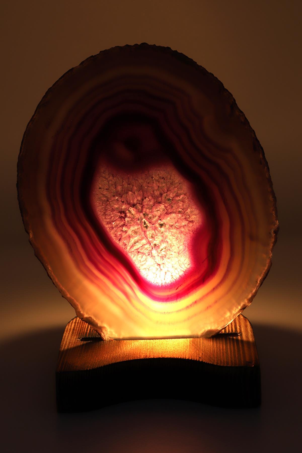 Ahşap Standlı Mumlu Mor Akik Plaka