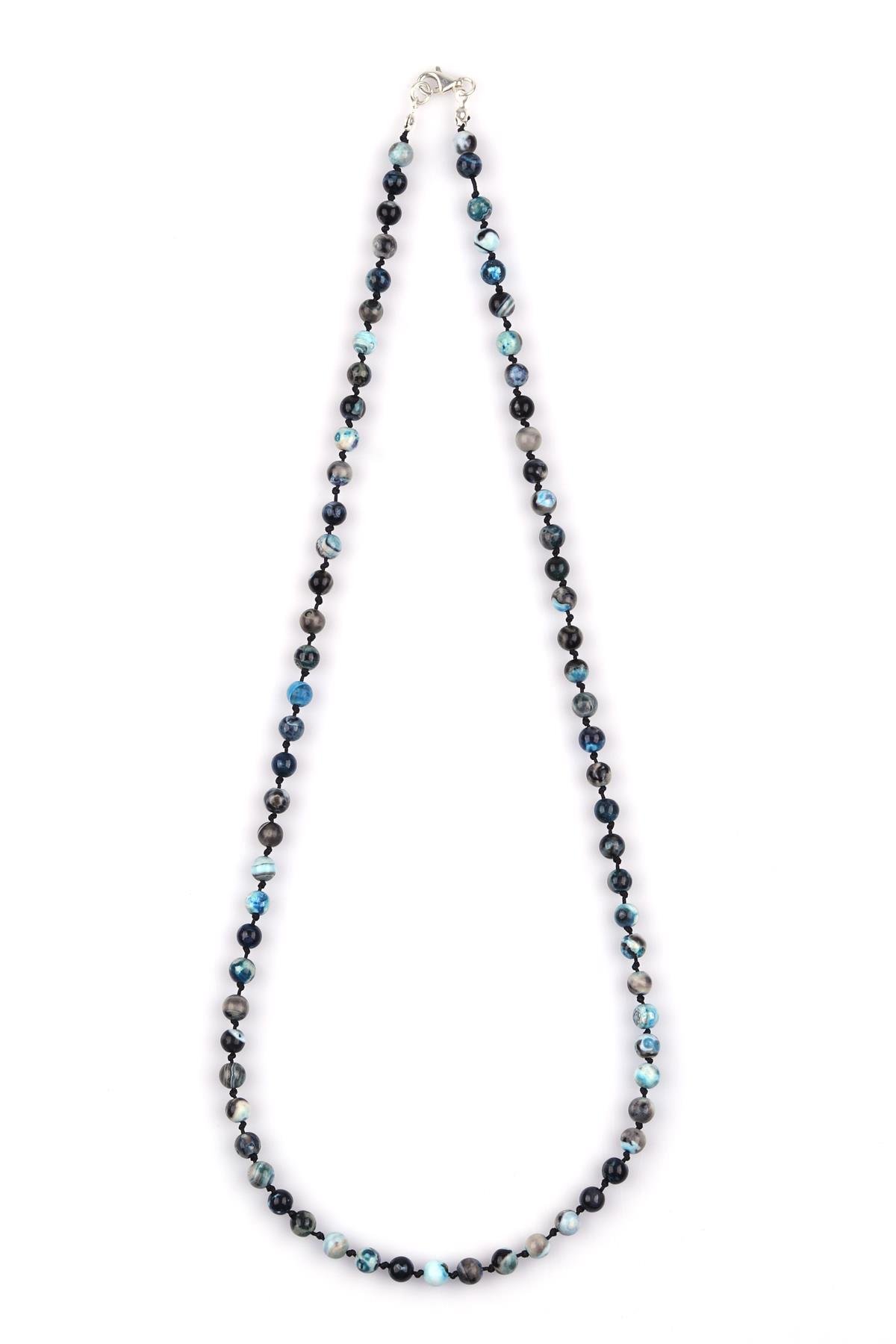 Akik Doğal Taş 6 mm Düğümlü Kolye