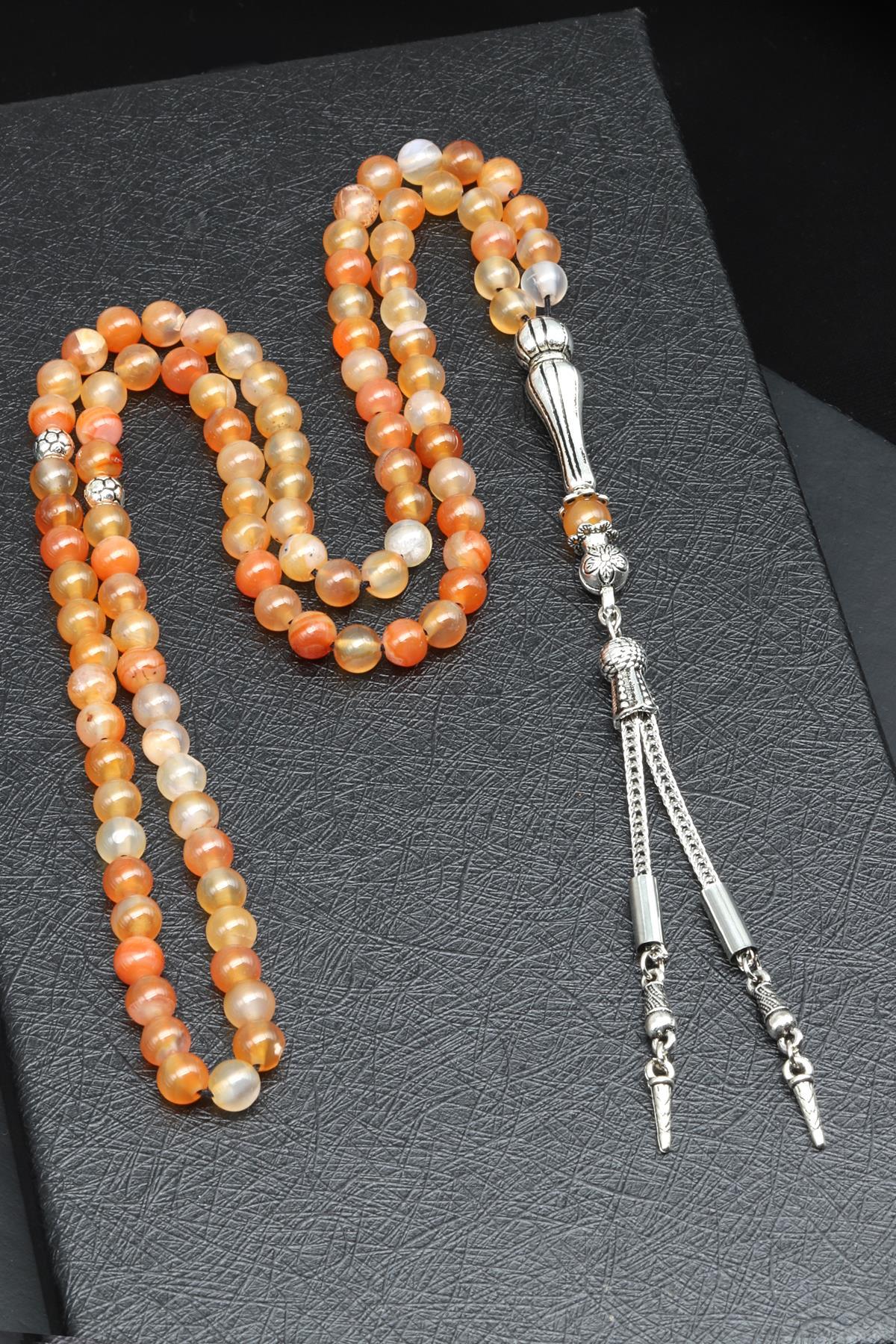 Akik Doğal Taş 99'Lu Tesbih 6 mm Küre Kesim