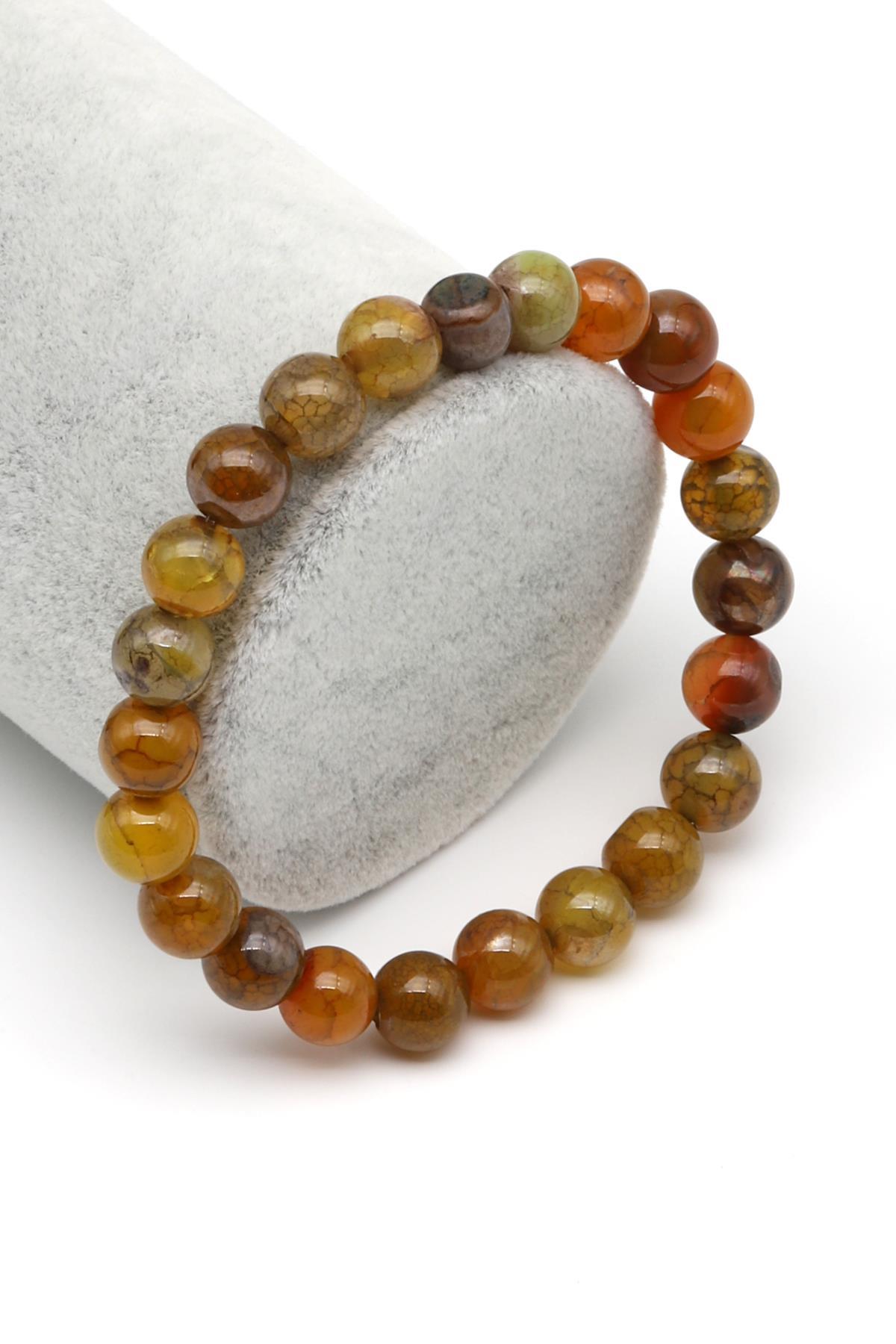 Akik Doğal Taş Bileklik 8 mm Küre Kesim