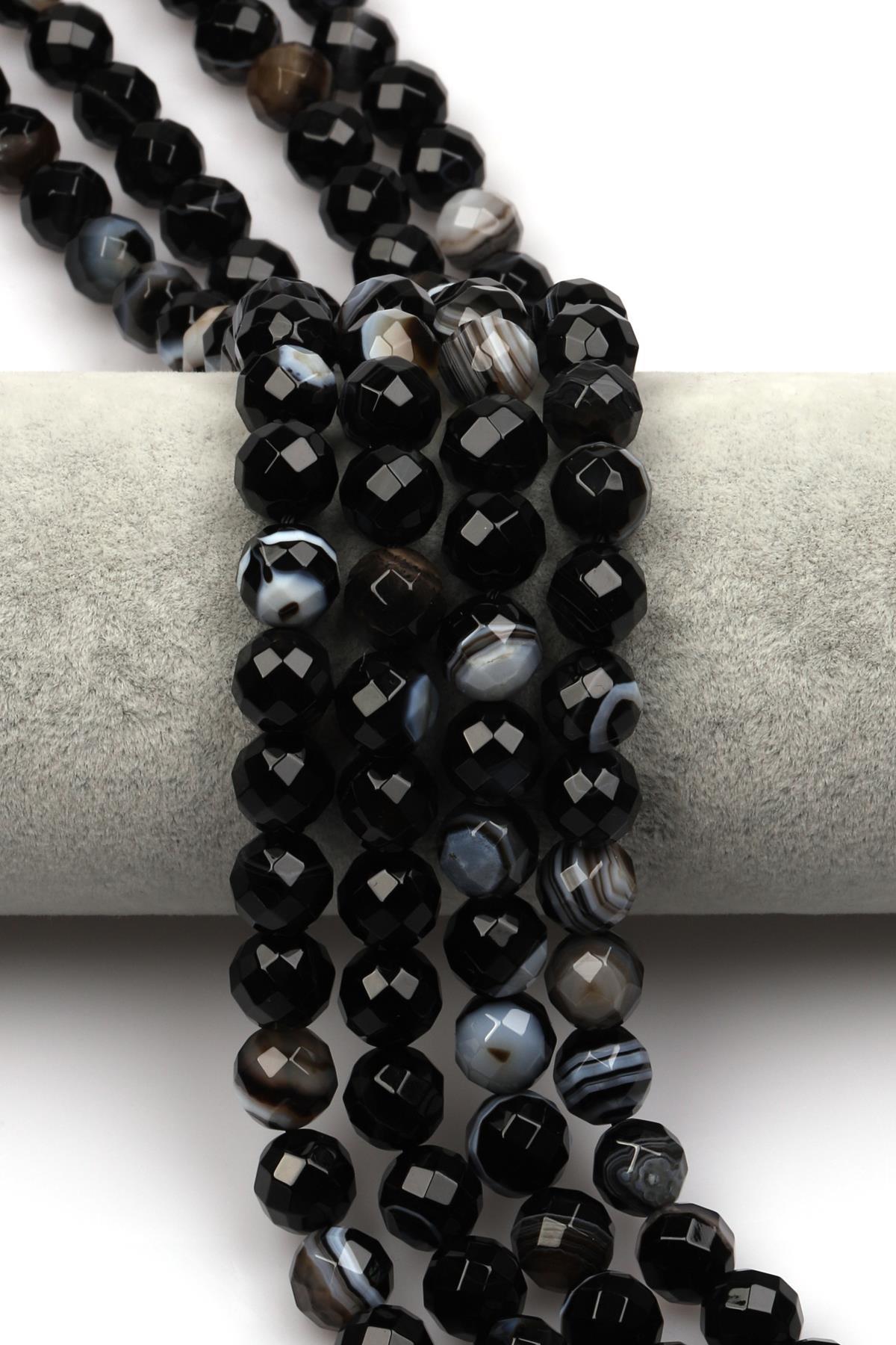 Akik Doğal Taş Dizi 10 mm Fasetli Küre Kesim