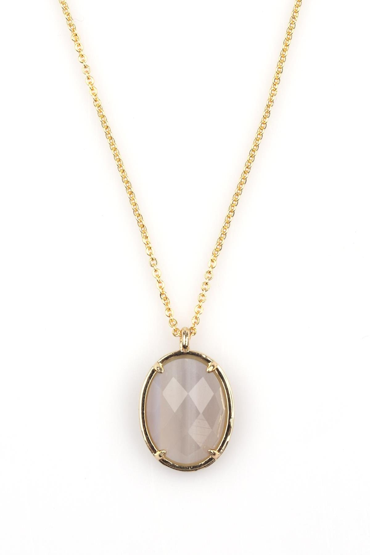 Akik Doğal Taş Gold Renkli Kolye