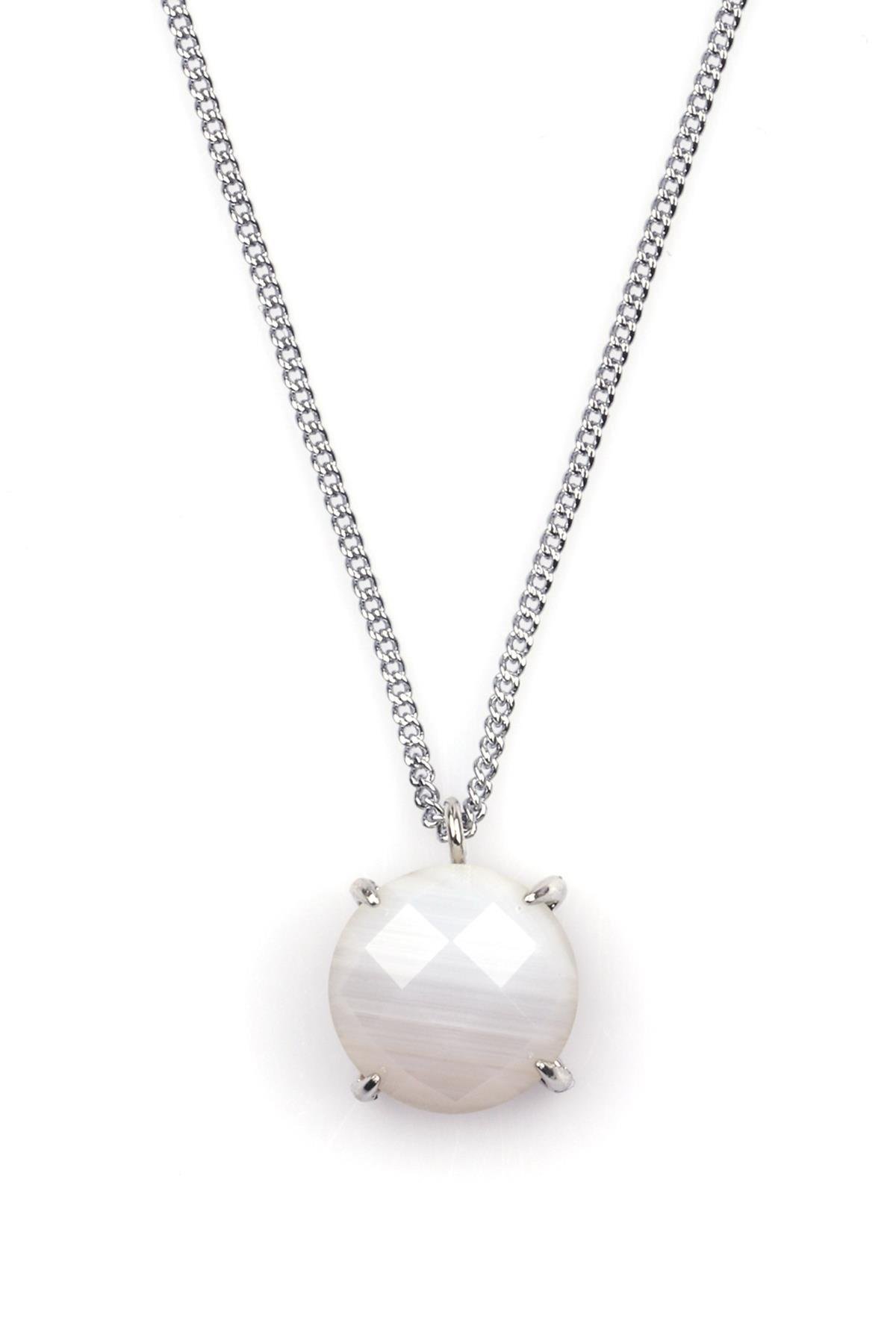 Akik Doğal Taş Gümüş Renkli Kolye