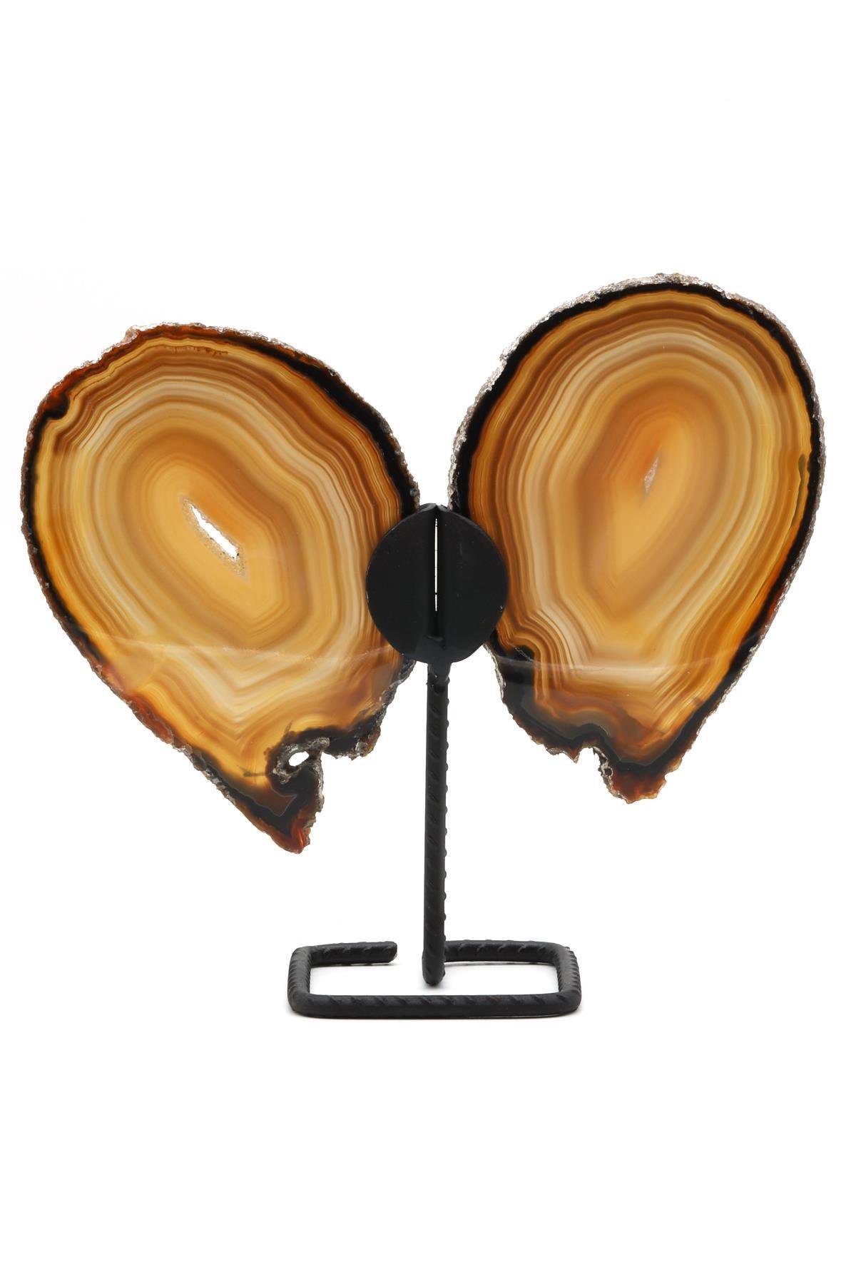 Akik Doğal Taş Standlı Kelebek