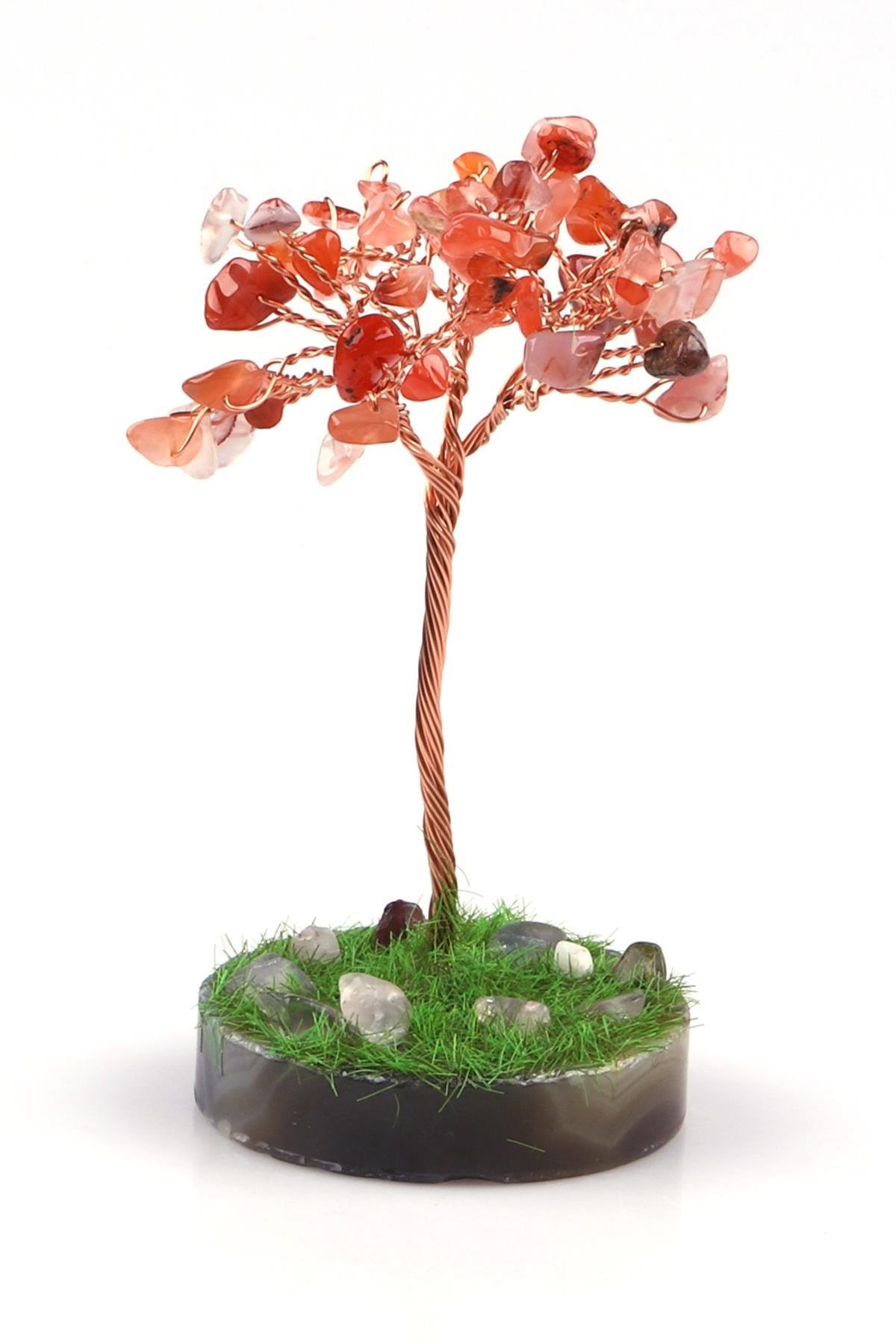 Akik Doğal Taş Tel Sarmalı Tasarım Ağaç