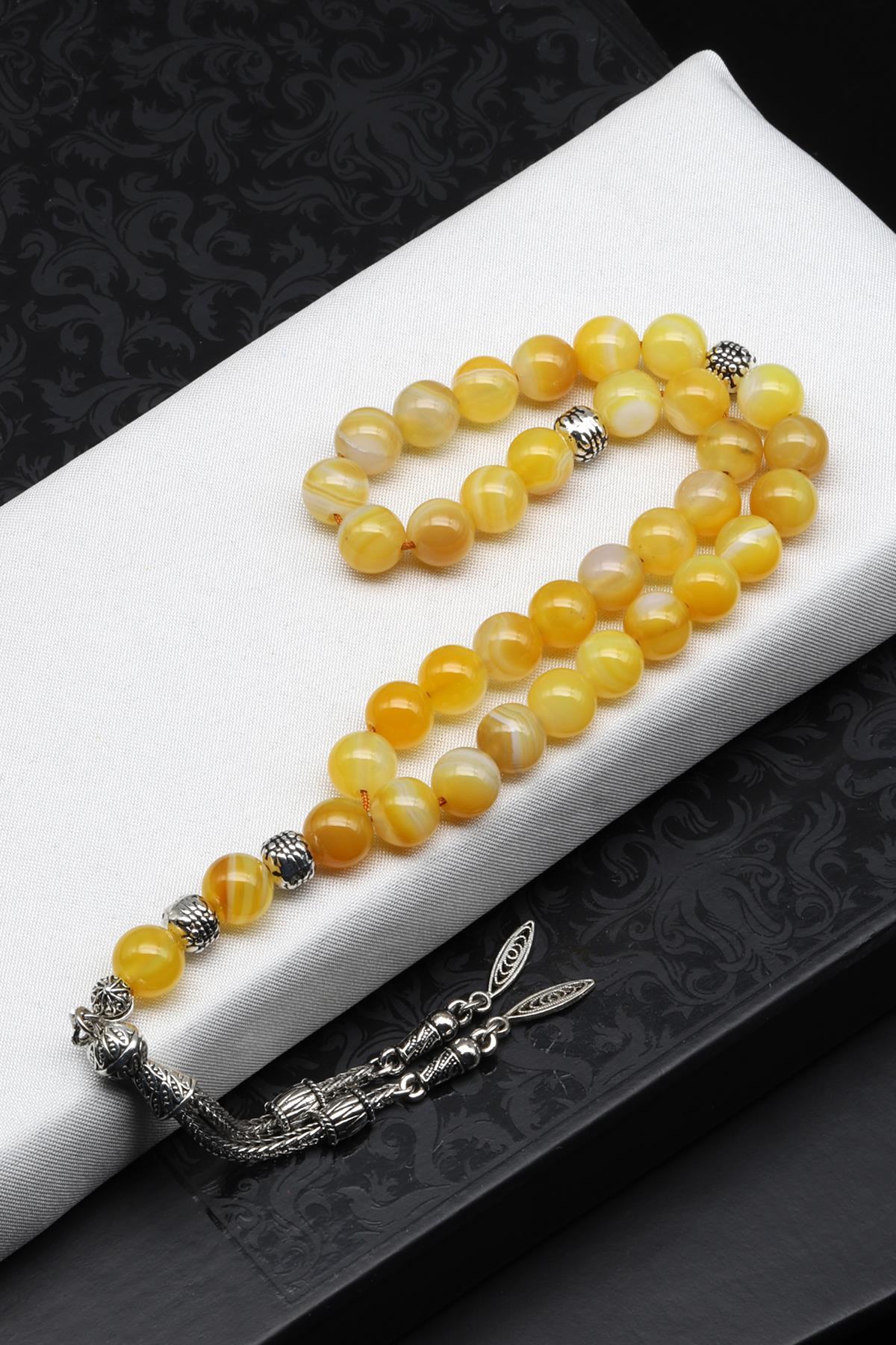 Akik Doğal Taş Tesbih 8 mm Küre Kesim