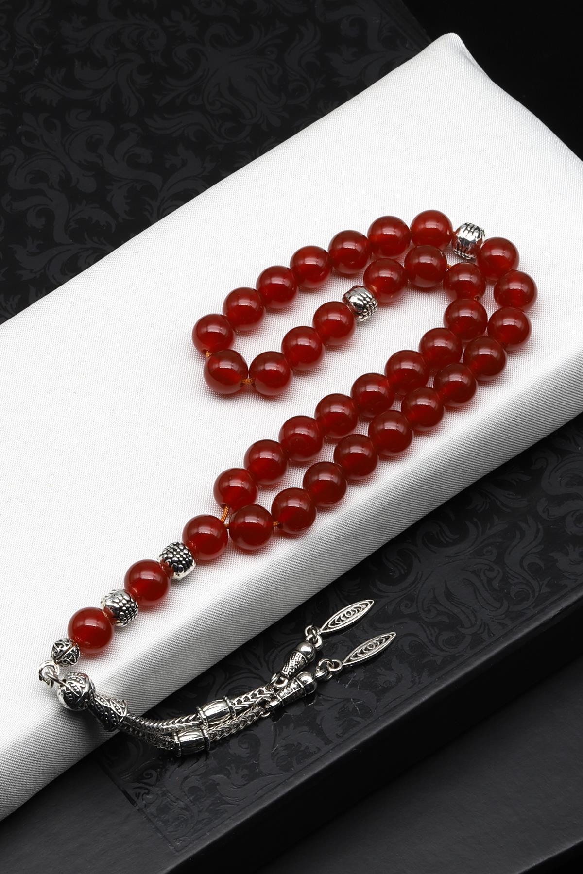 Akik Doğal Taş Tesbih 8 mm Küre Kesim