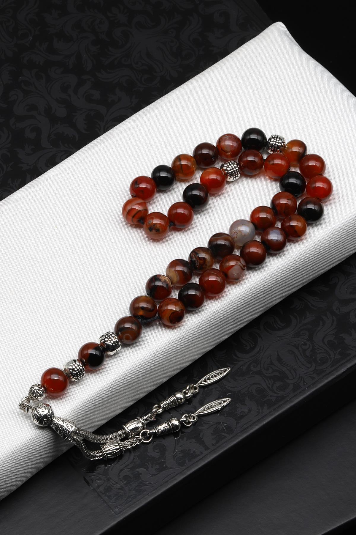 Akik Doğal Taş Tesbih 8 mm Küre Kesim