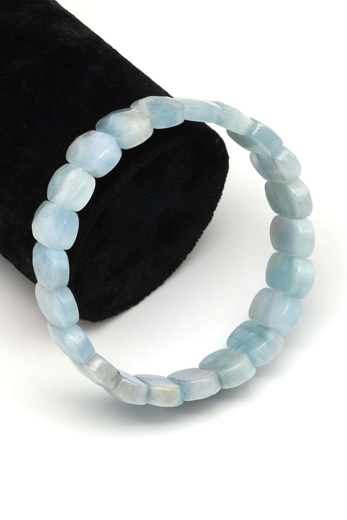 Akuamarin Doğal Taş Bileklik 9 x 14 mm Özel Kesim