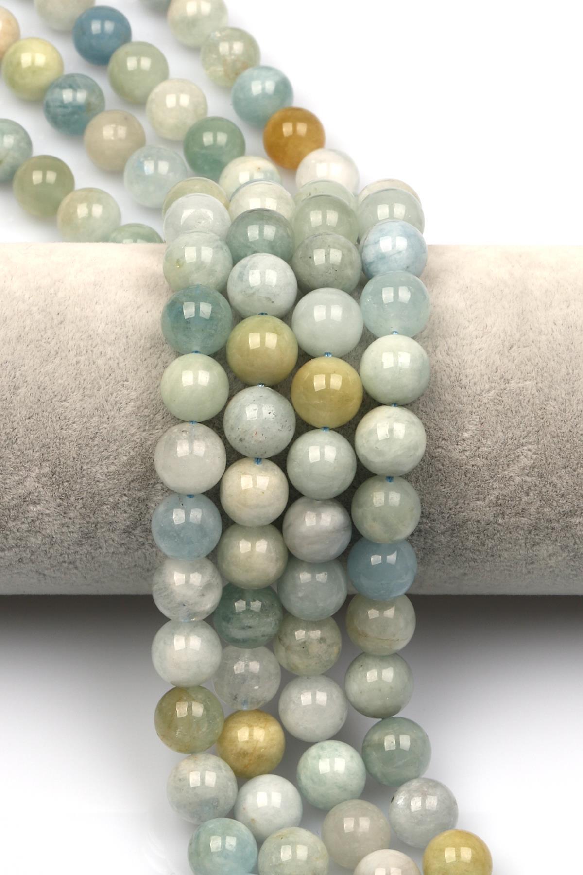 Akuamarin Doğal Taş Dizi 10 mm Küre Kesim