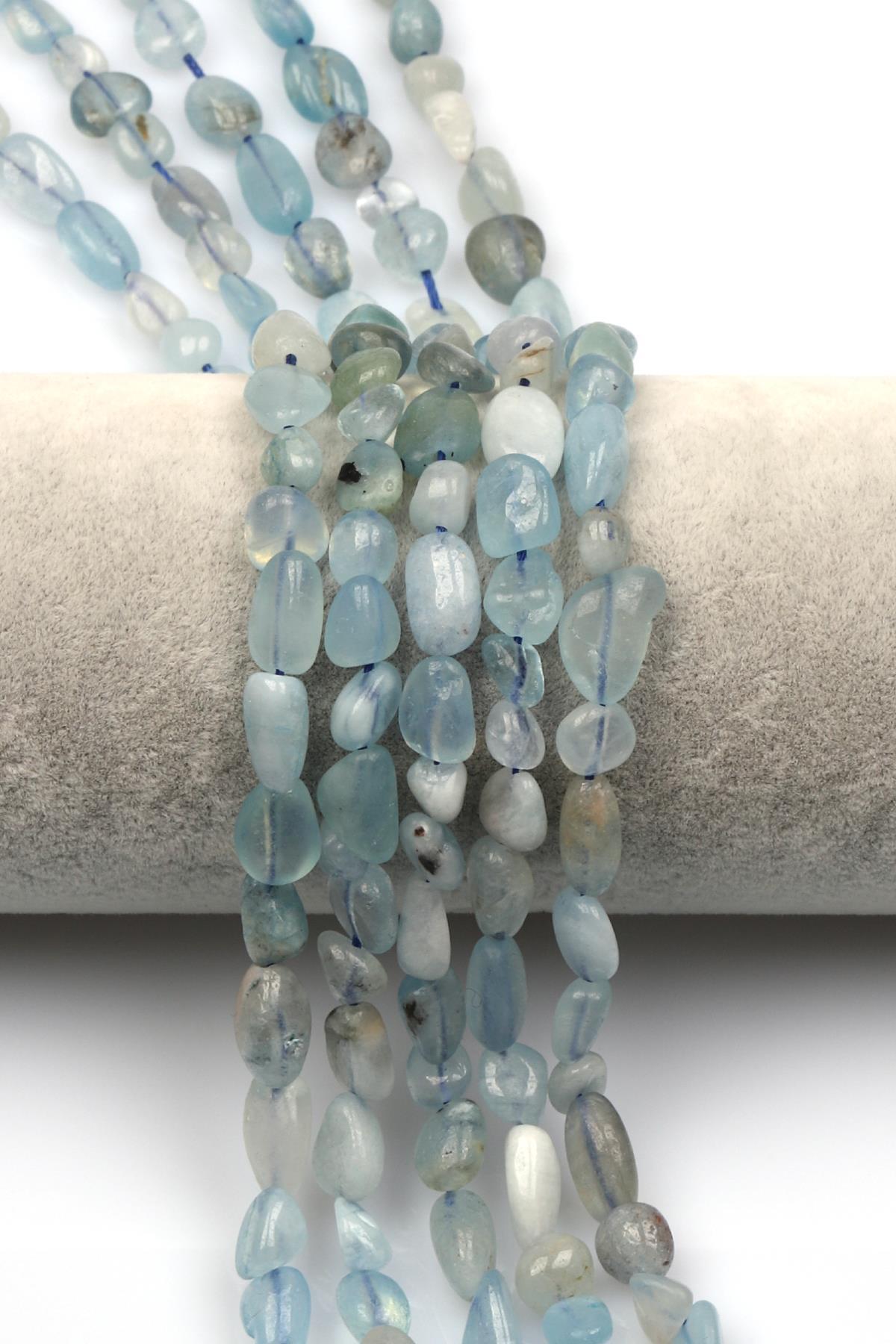 Akuamarin Doğal Taş Dizi 5 x 9 mm Mercimek Kesim