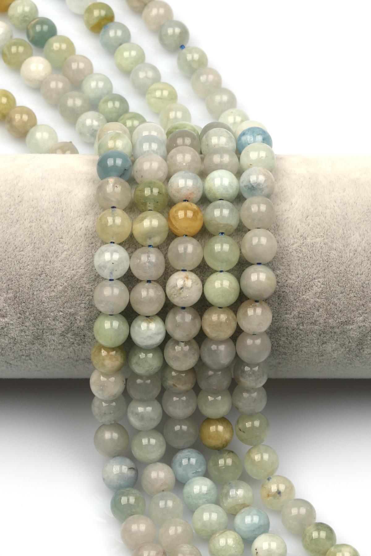 Akuamarin Doğal Taş Dizi 8 mm Küre Kesim