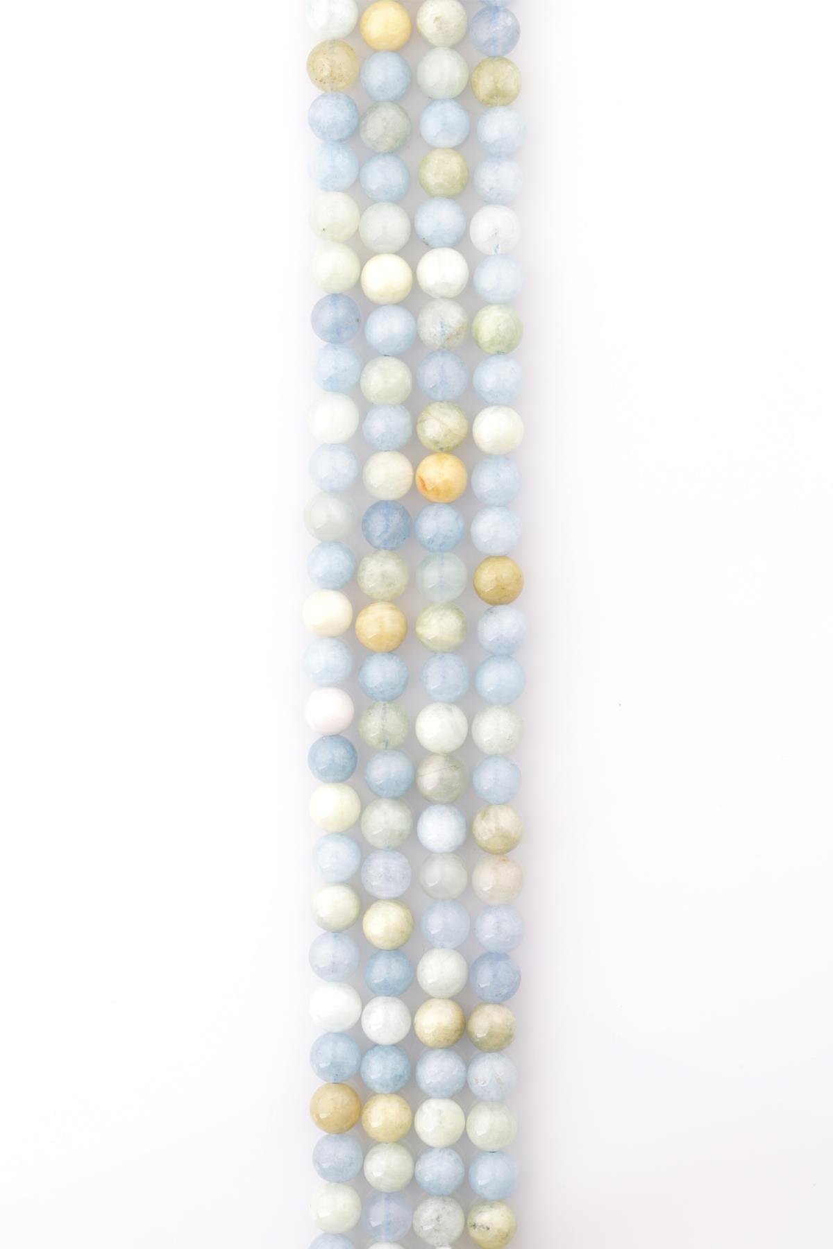 Akuamarin - Heliodor Doğal Taş Dizi 8 mm Küre Kesim