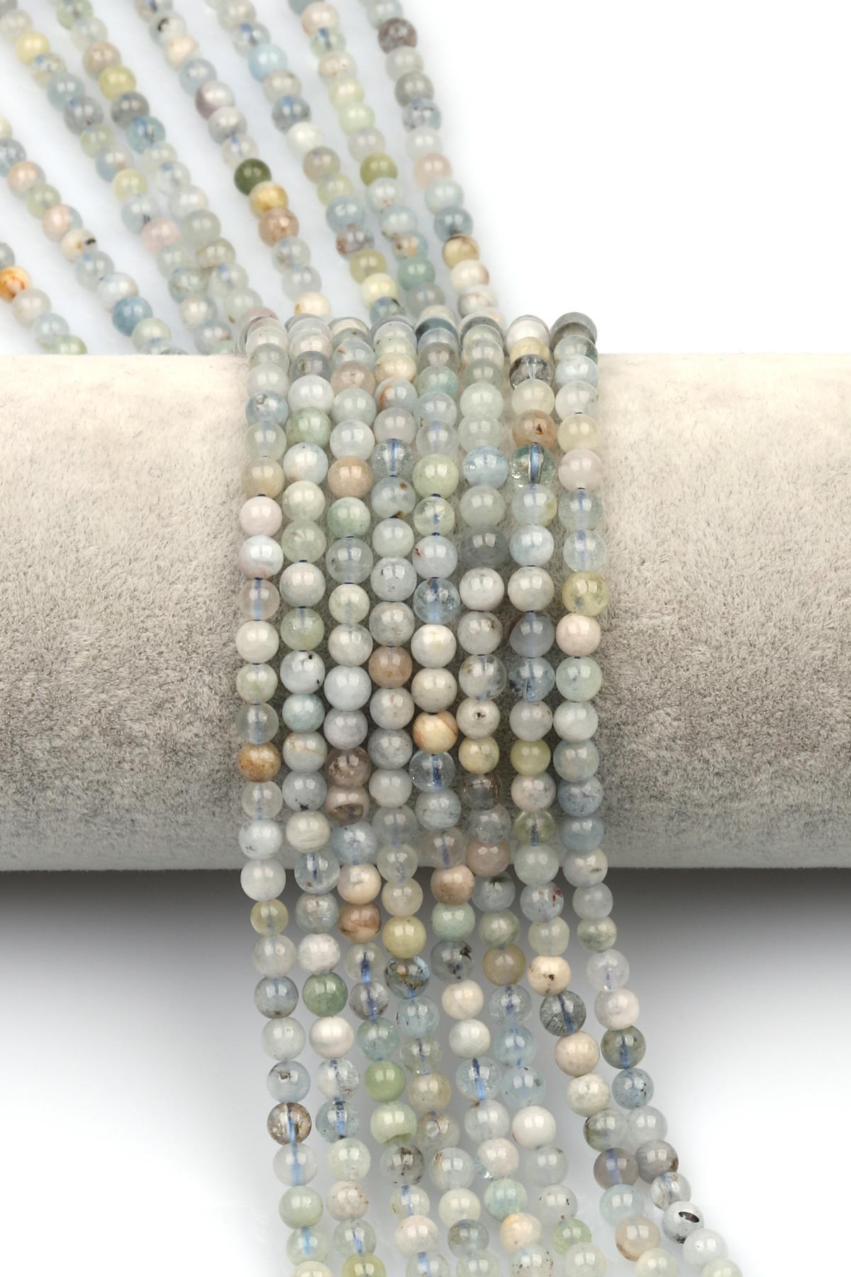 Akuamarin-Heliodor Doğaltaş Dizi 4 mm Küre Kesim