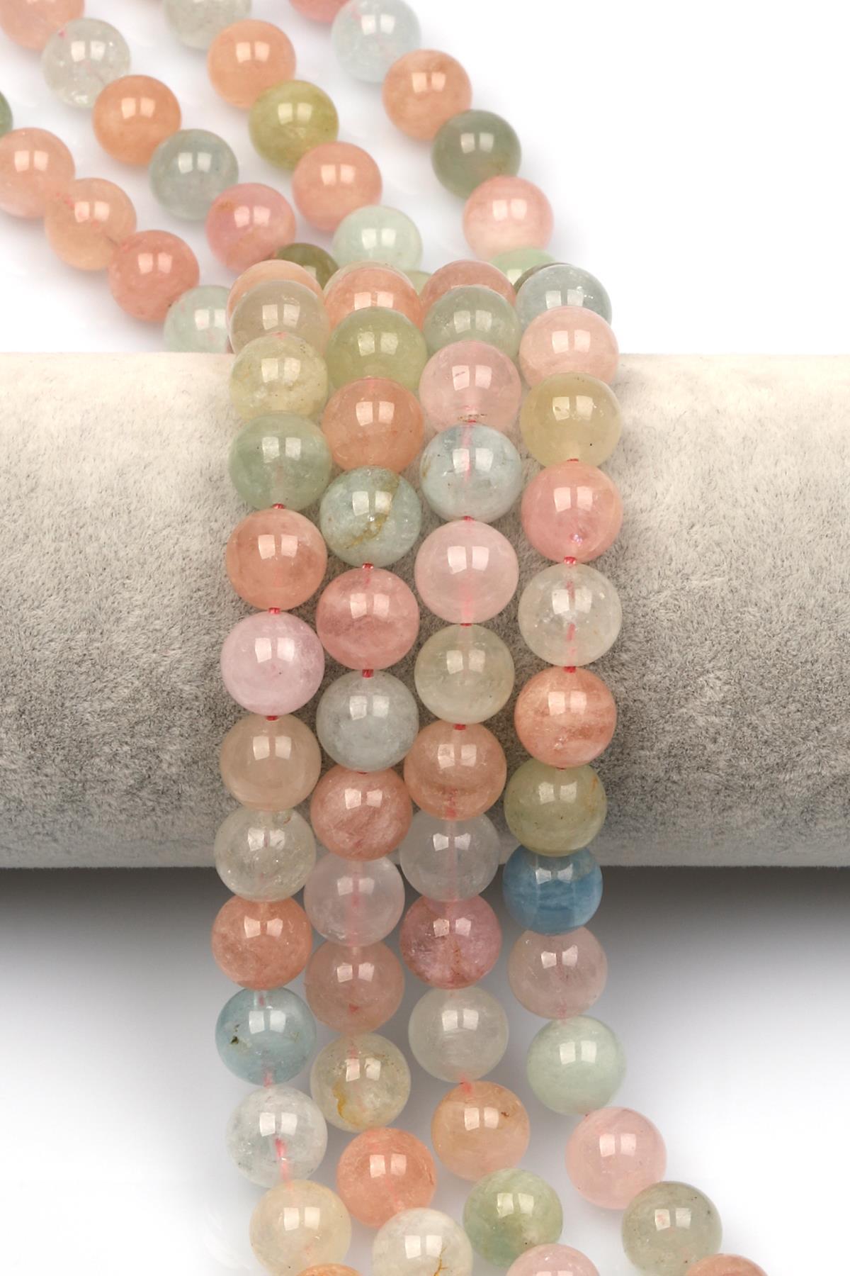 Akuamarin-Morganit-Heliodor Doğal Taş Dizi 10 mm Küre Kesim