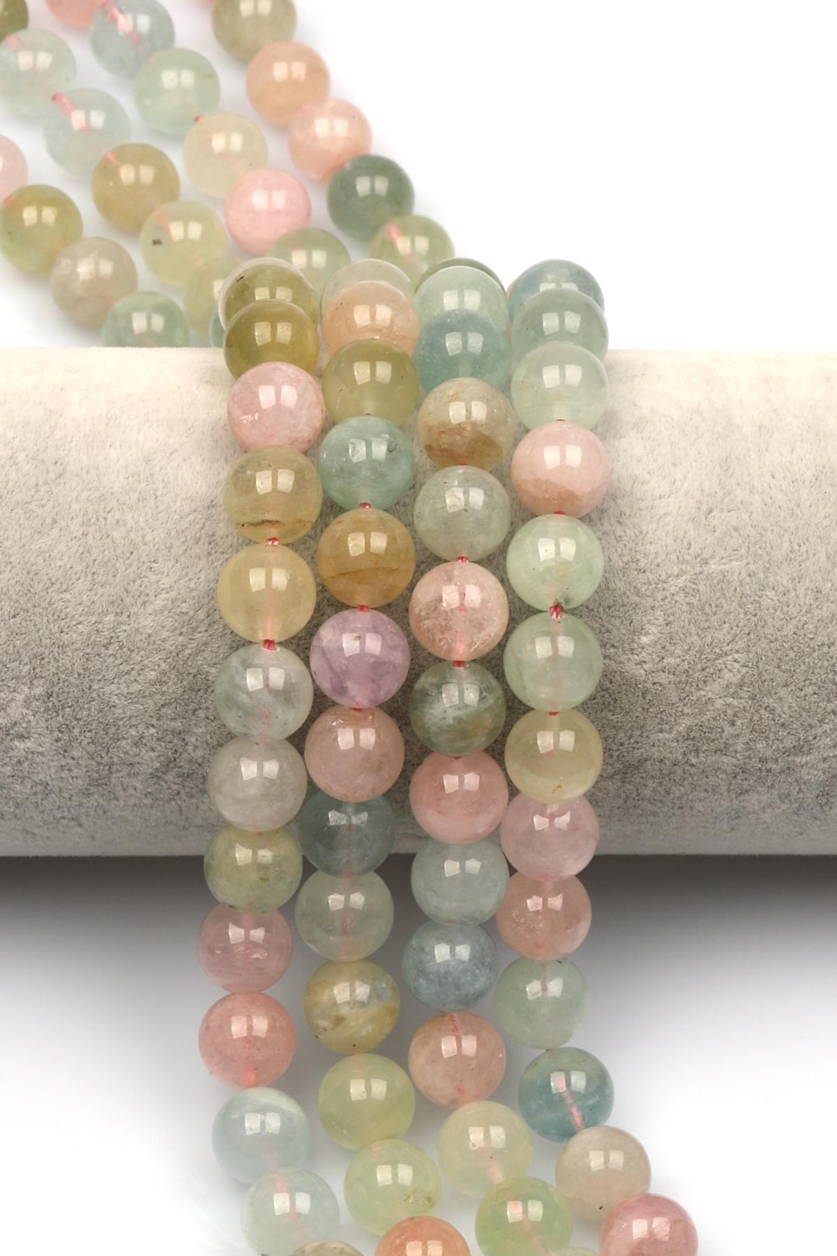 Akuamarin-Morganit-Heliodor Doğal Taş Dizi 10 mm Küre Kesim