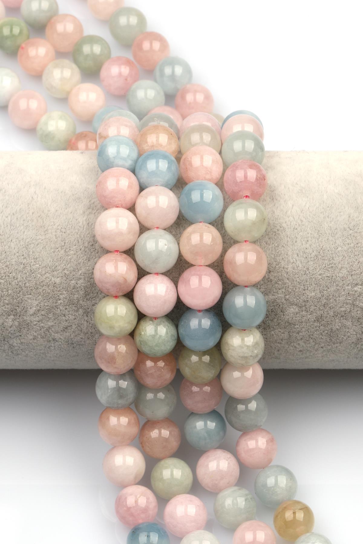 Akuamarin-Morganit-Heliodor Doğal Taş Dizi 10 mm Küre Kesim