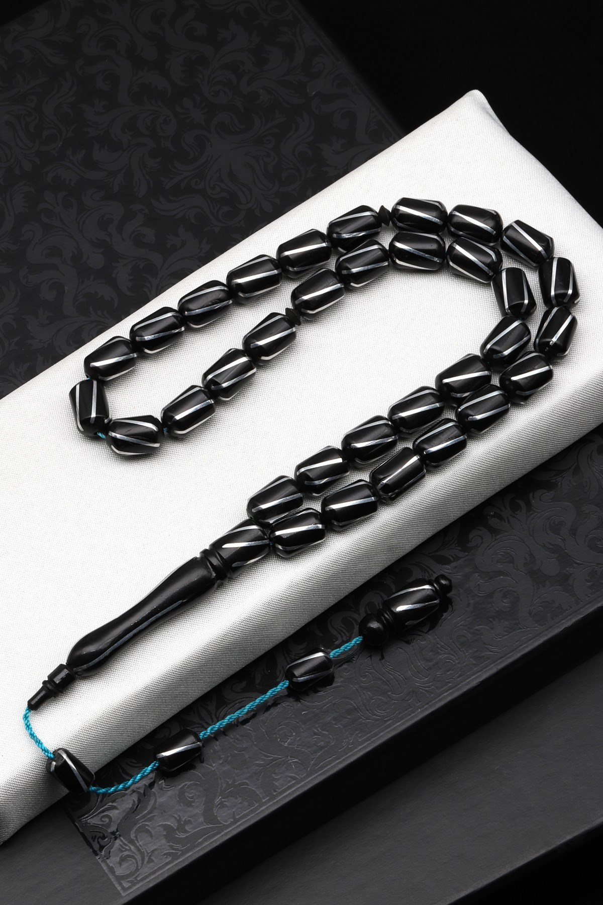 Alüminyum İşlemeli Kuka Ağacı Tesbih 8 x 12 mm Kapsül Kesim - T-1594