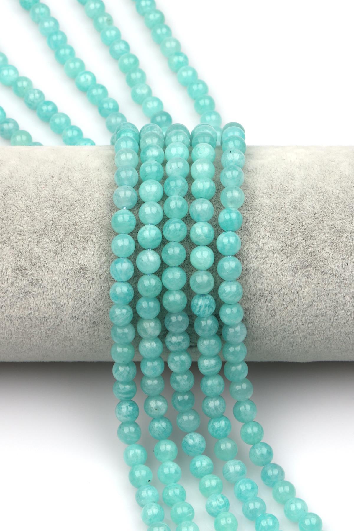 Amazonit (AA Kalite) Doğal Taş Dizi 6 mm Küre Kesim