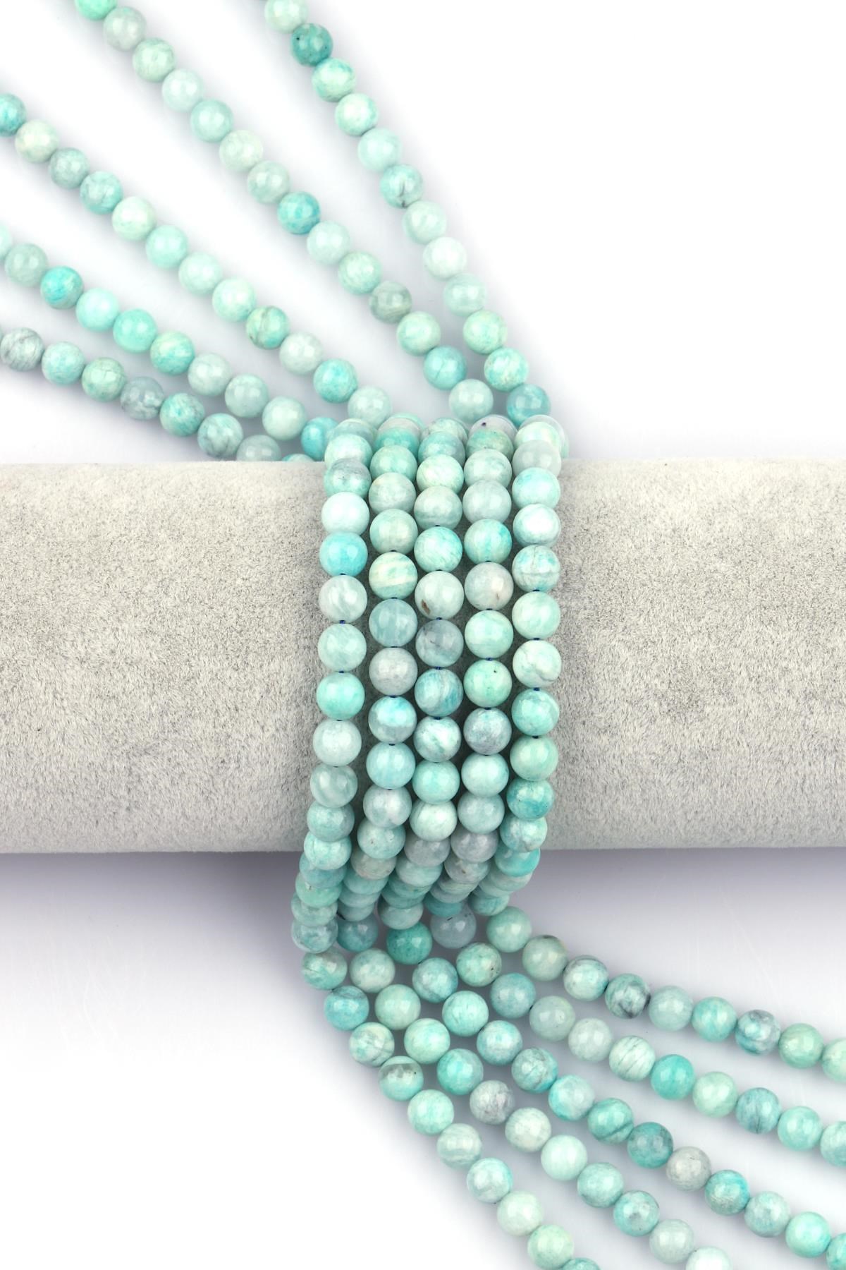 Amazonit (AB Kalite ) Doğal Taş Dizi 6 mm Küre Kesim