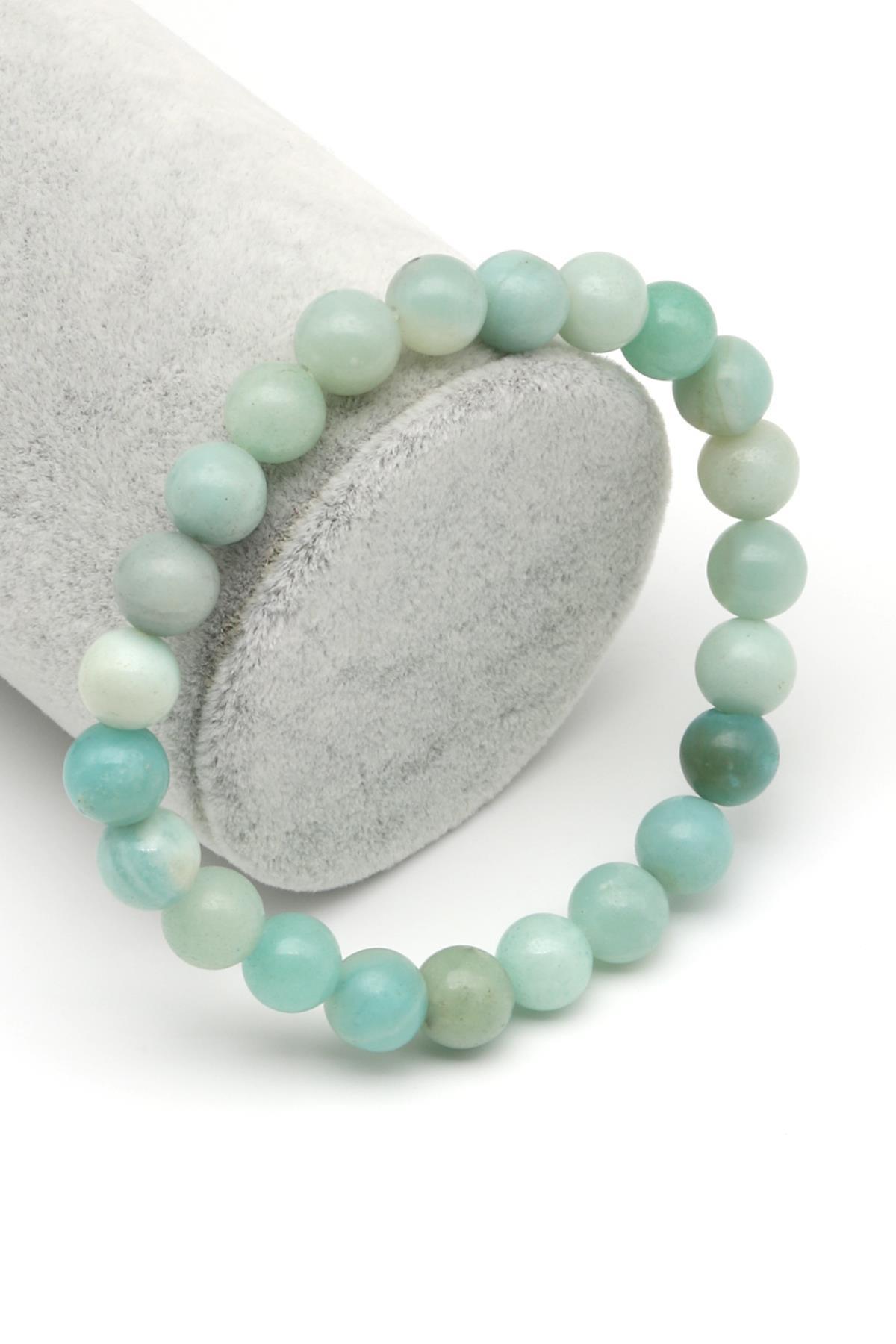 Amazonit Doğal Taş Bileklik 8 mm Küre Kesim