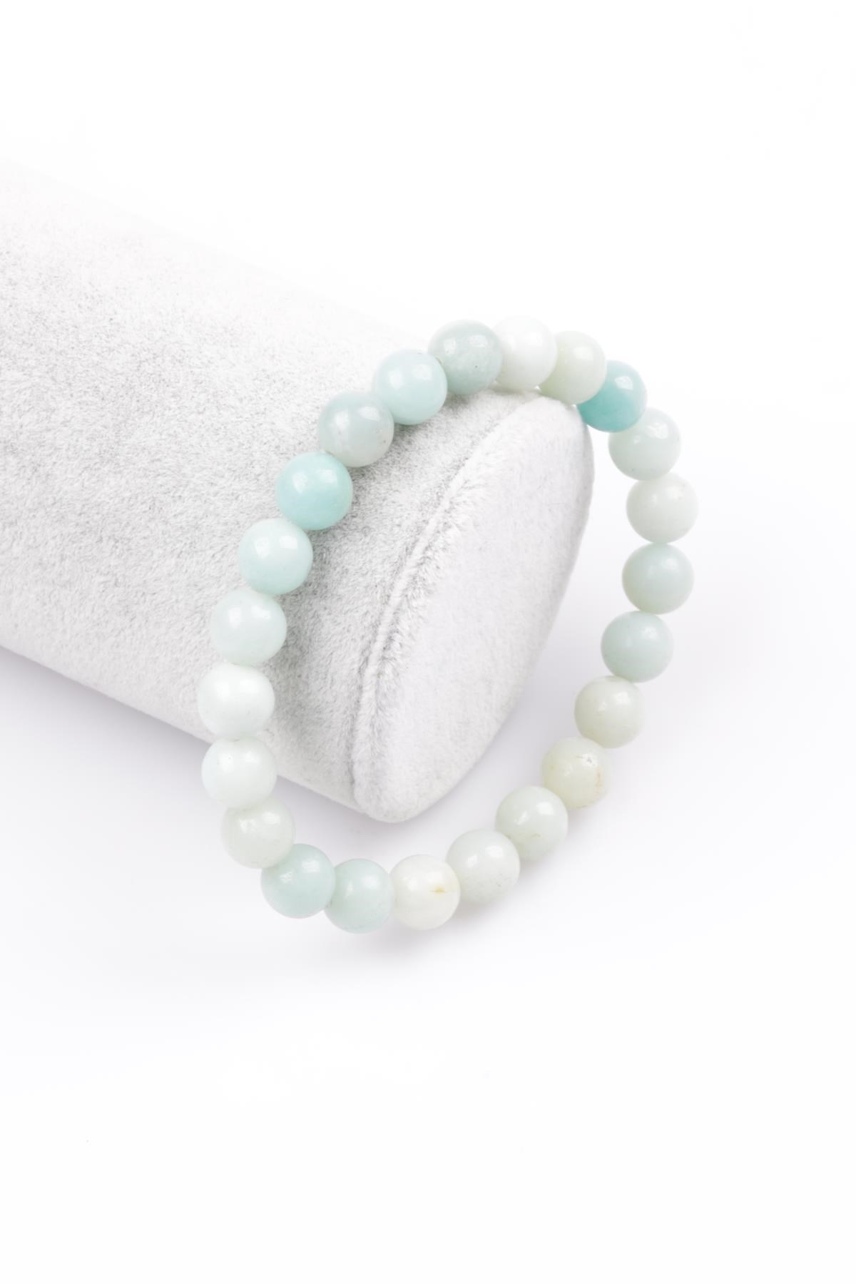 Amazonit Doğal Taş Bileklik 8 mm Küre Kesim