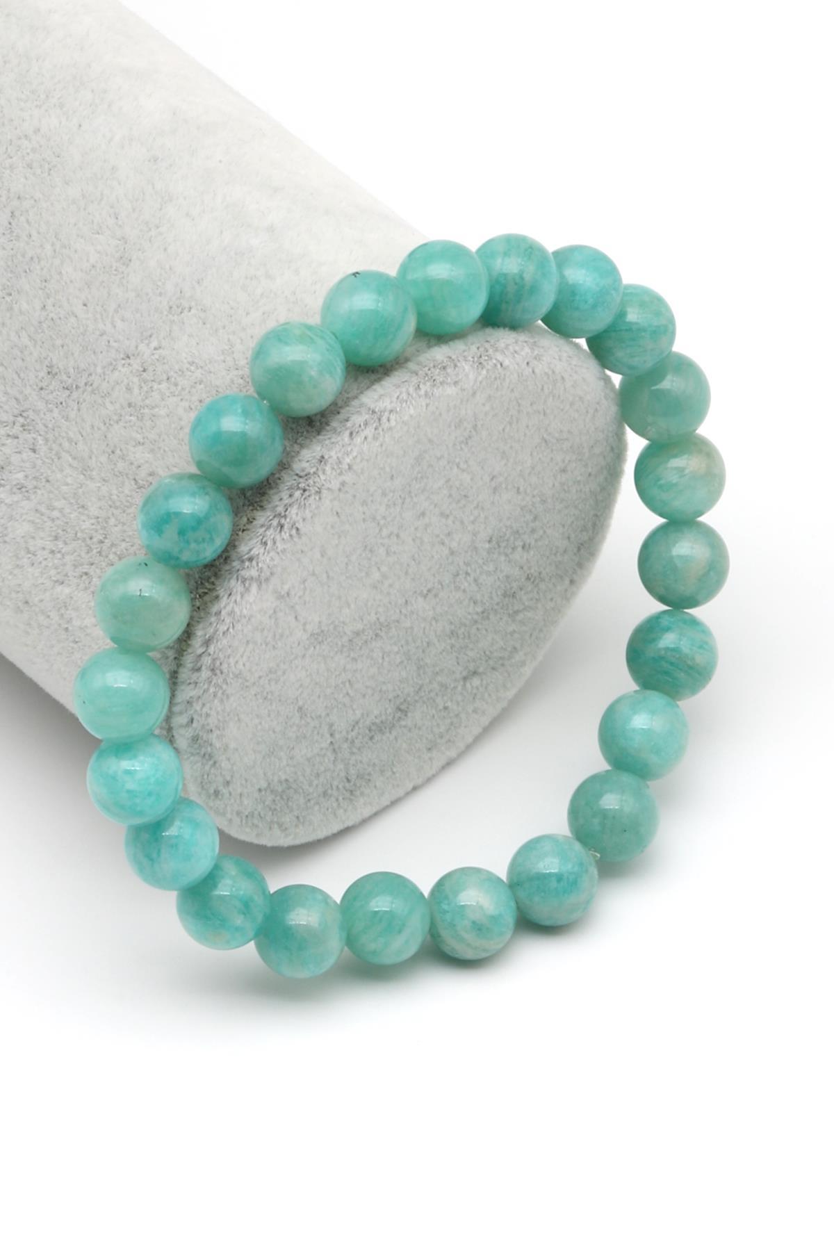 Amazonit Doğal Taş Bileklik 8 mm Küre Kesim