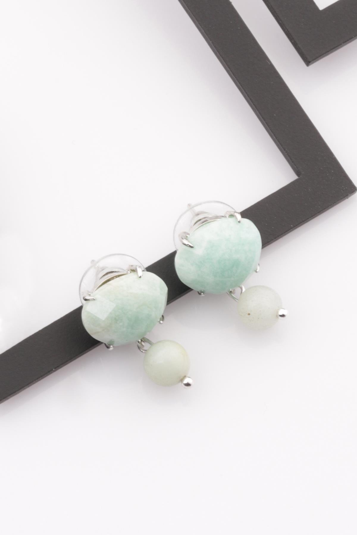 Amazonit Doğal Taş Küpe