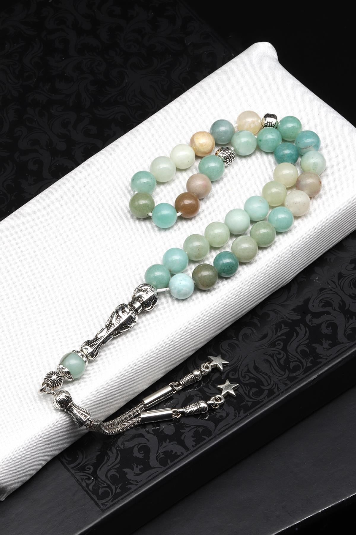 Amazonit Doğal Taş Tesbih 8 mm Küre Kesim