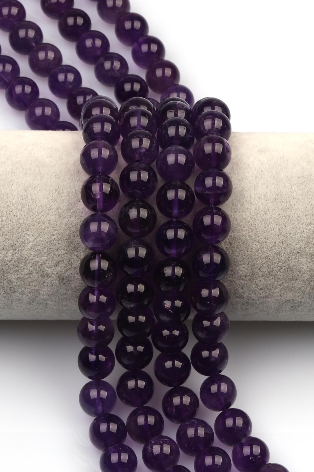 Ametist ( A Kalite ) Doğaltaş Dizi 10 mm Küre Kesim