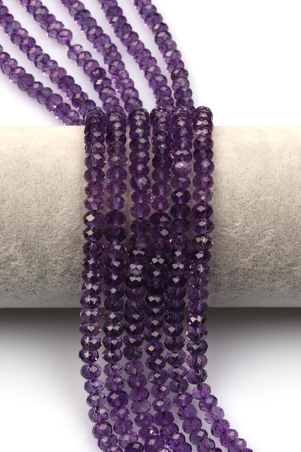 Ametist (AAA Kalite) Doğal Taş Dizi 4 x 6 mm Rondel Kesim