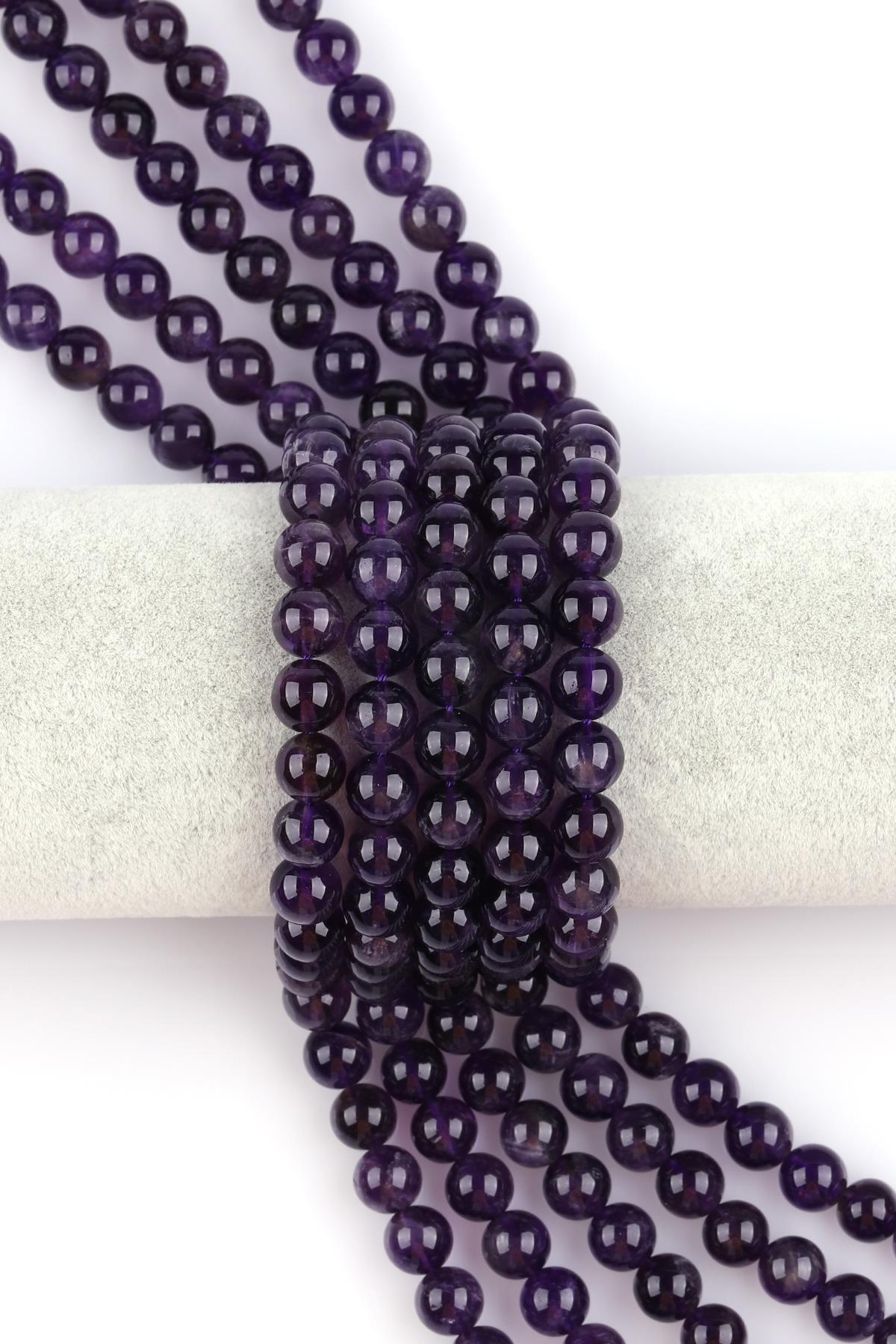 Ametist ( AB Kalite ) Doğal Taş Dizi 8 mm Küre Kesim