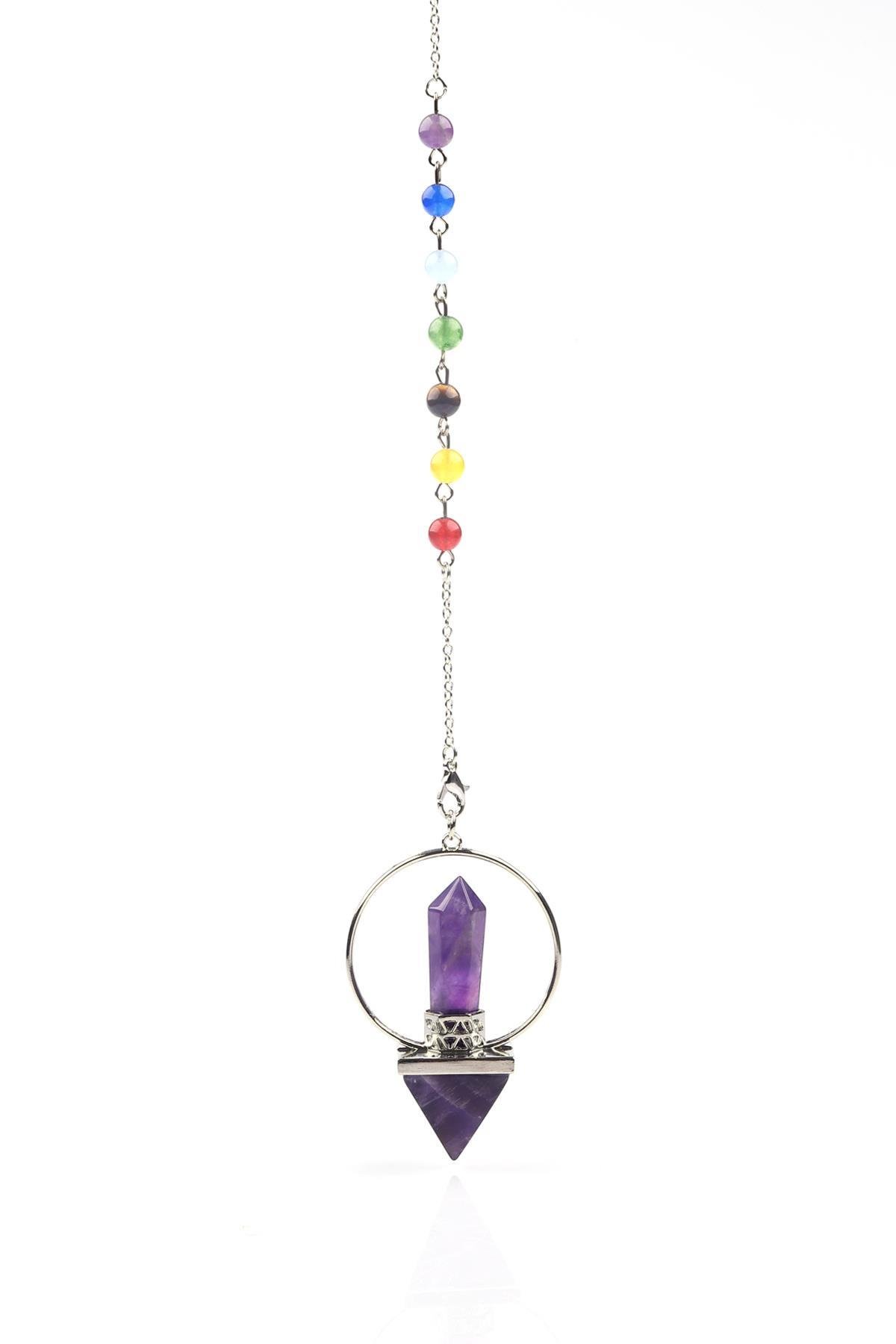 Ametist - Çakra Doğal Taş Pandül