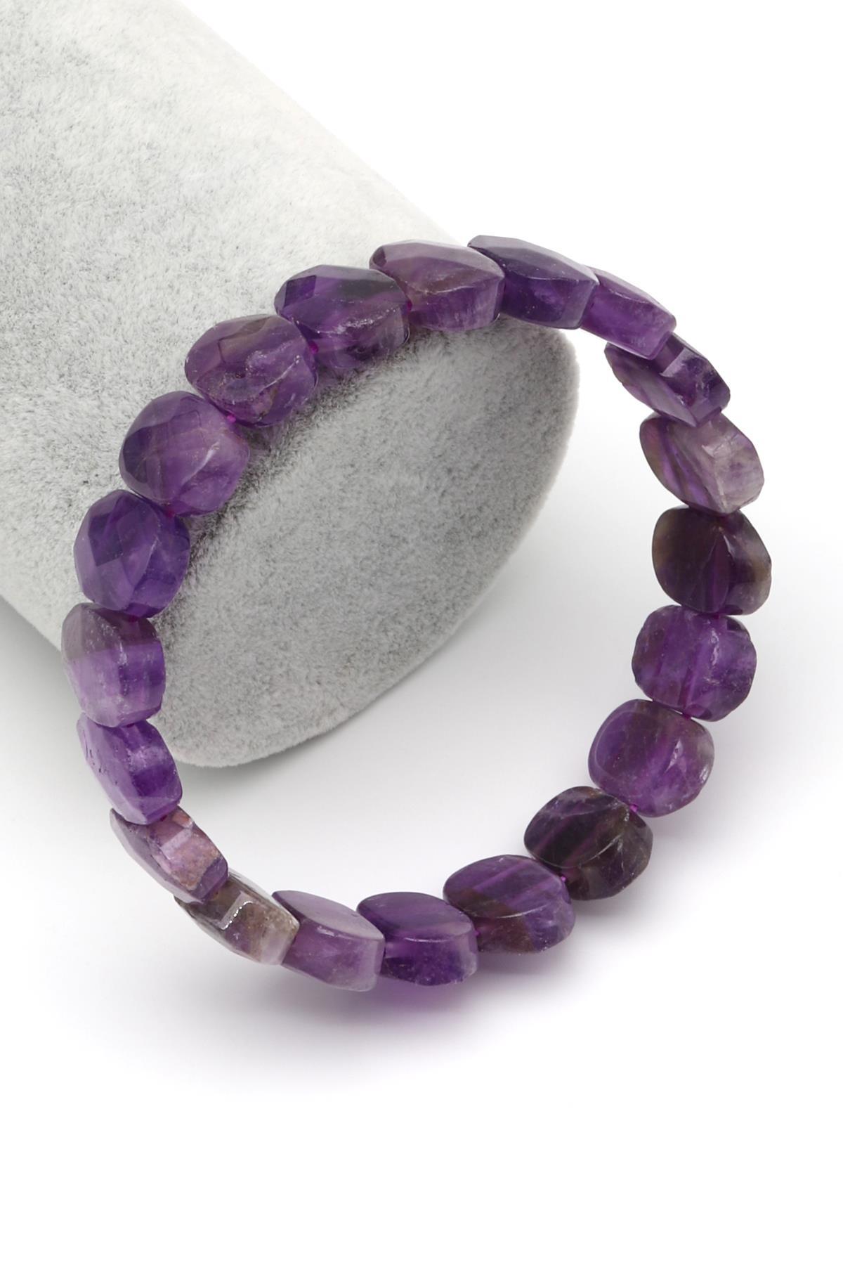 Ametist Doğal Taş Bileklik 10 x 14 mm Özel Kesim