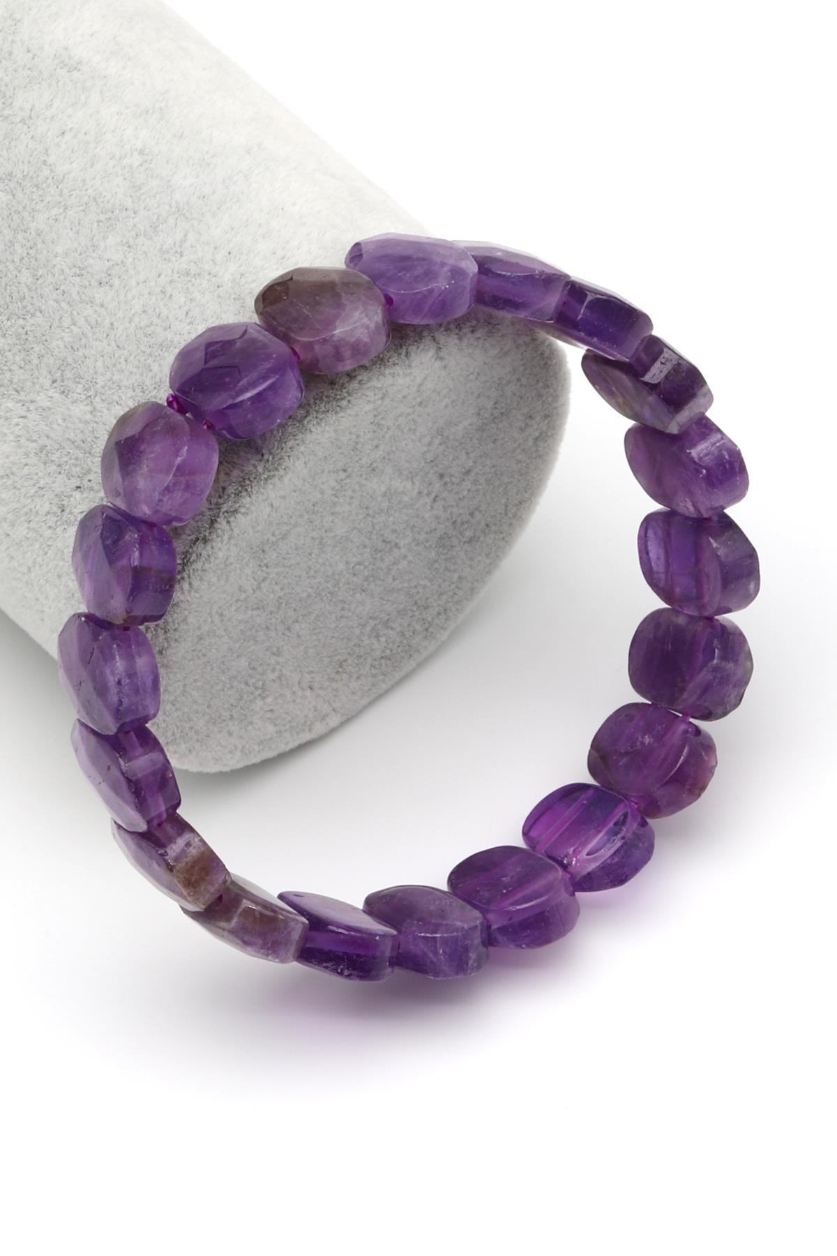 Ametist Doğal Taş Bileklik 10 x 14 mm Özel Kesim