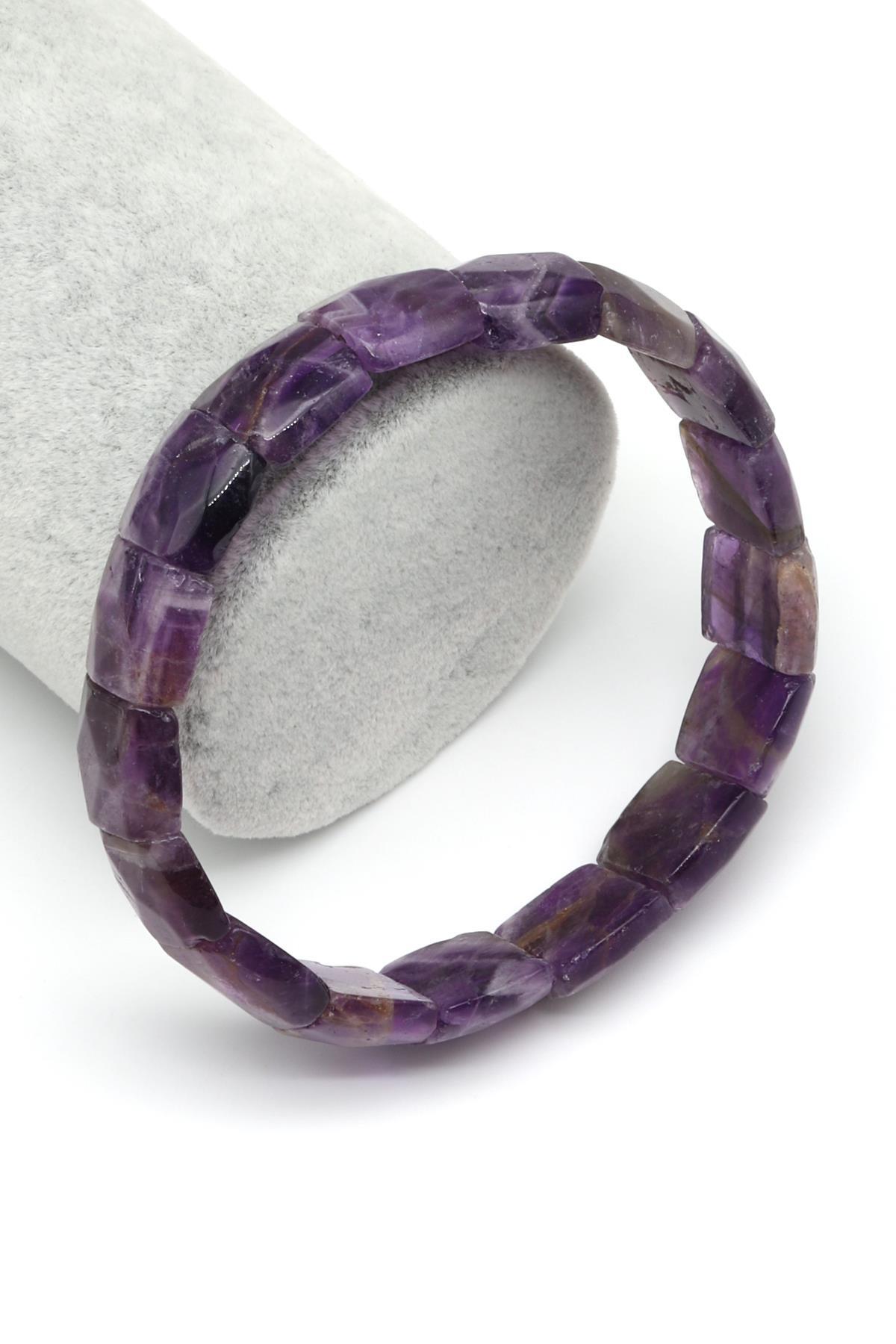 Ametist Doğal Taş Bileklik 13 x 15 mm Özel Kesim