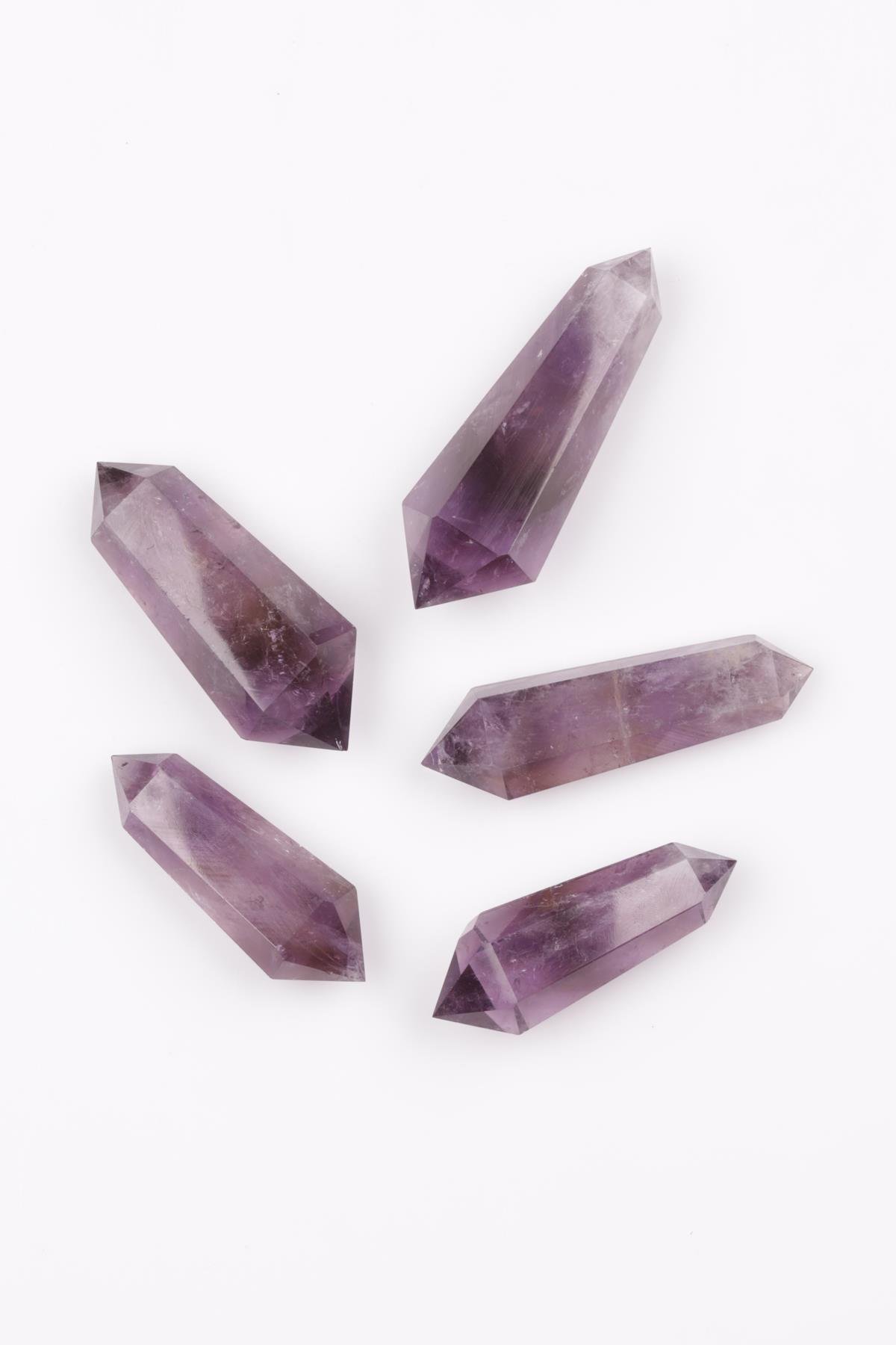 Ametist Doğal Taş Çift Uçlu Prizma