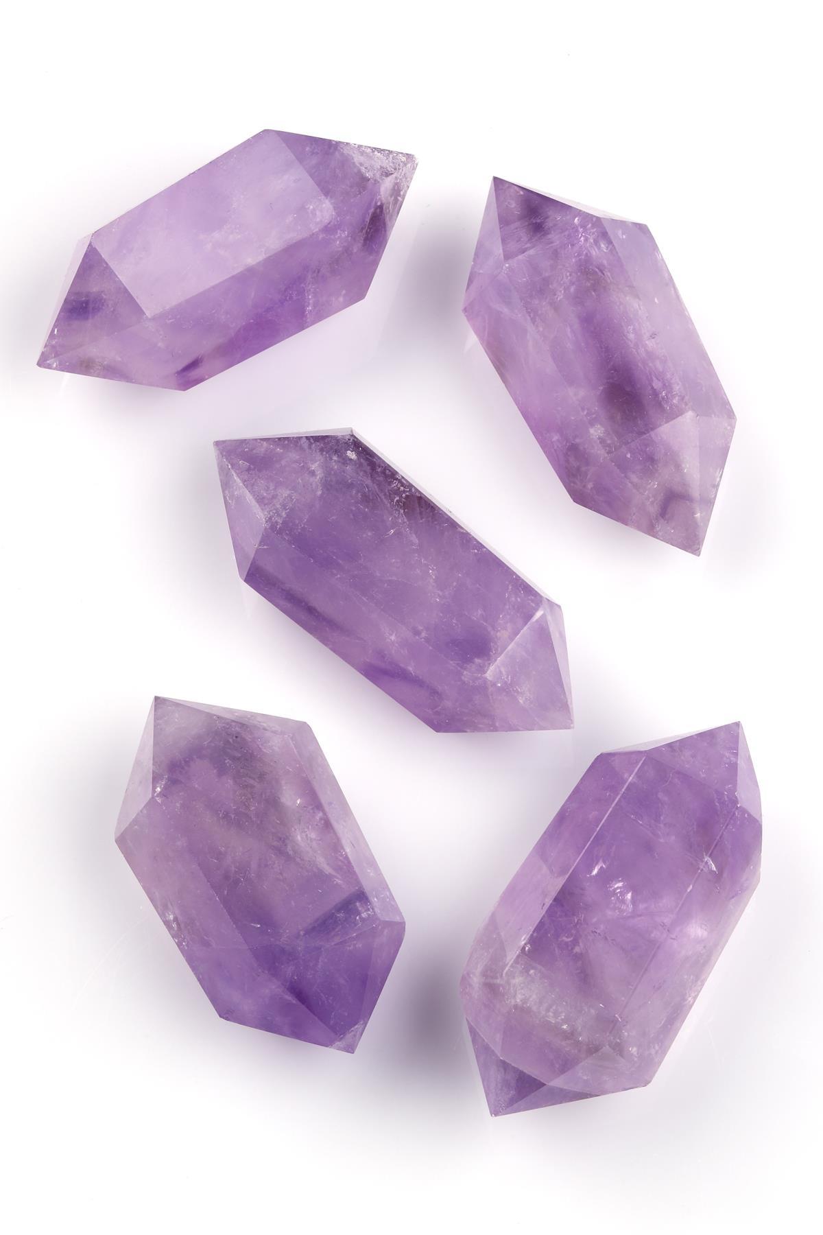 Ametist Doğal Taş Çift Uçlu Prizma