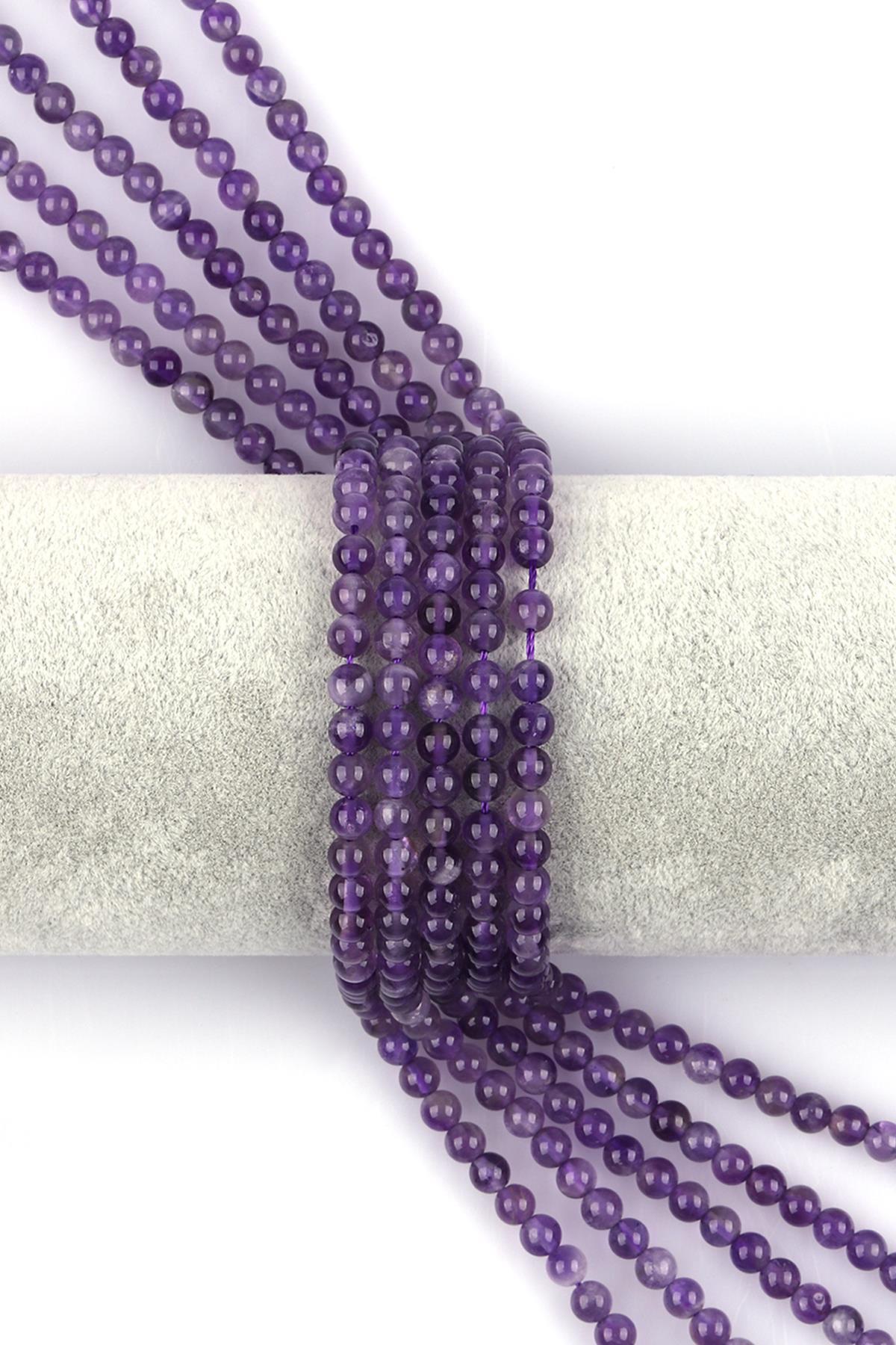 Ametist Doğal Taş Dizi 4 mm Küre Kesim