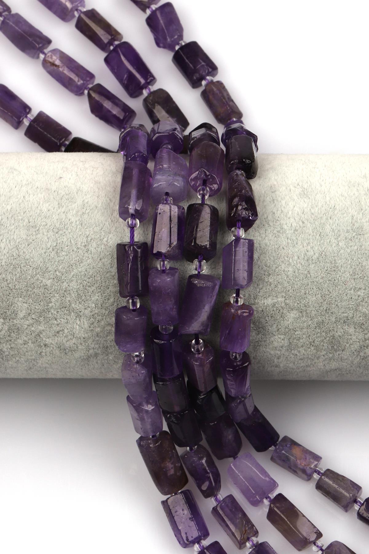 Ametist Doğal Taş Dizi 7 x 12 mm Boru Kesim