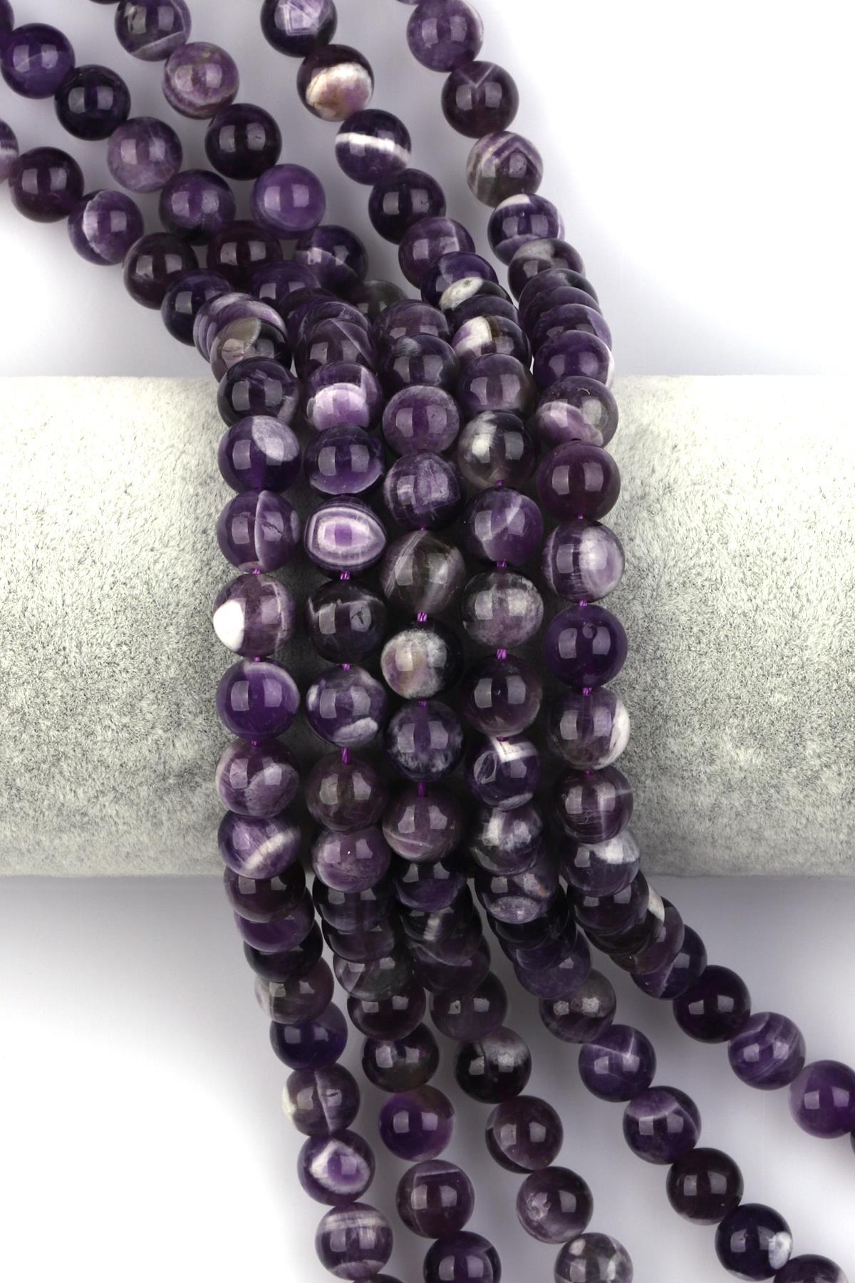 Ametist Doğal Taş Dizi 8 mm Küre Kesim