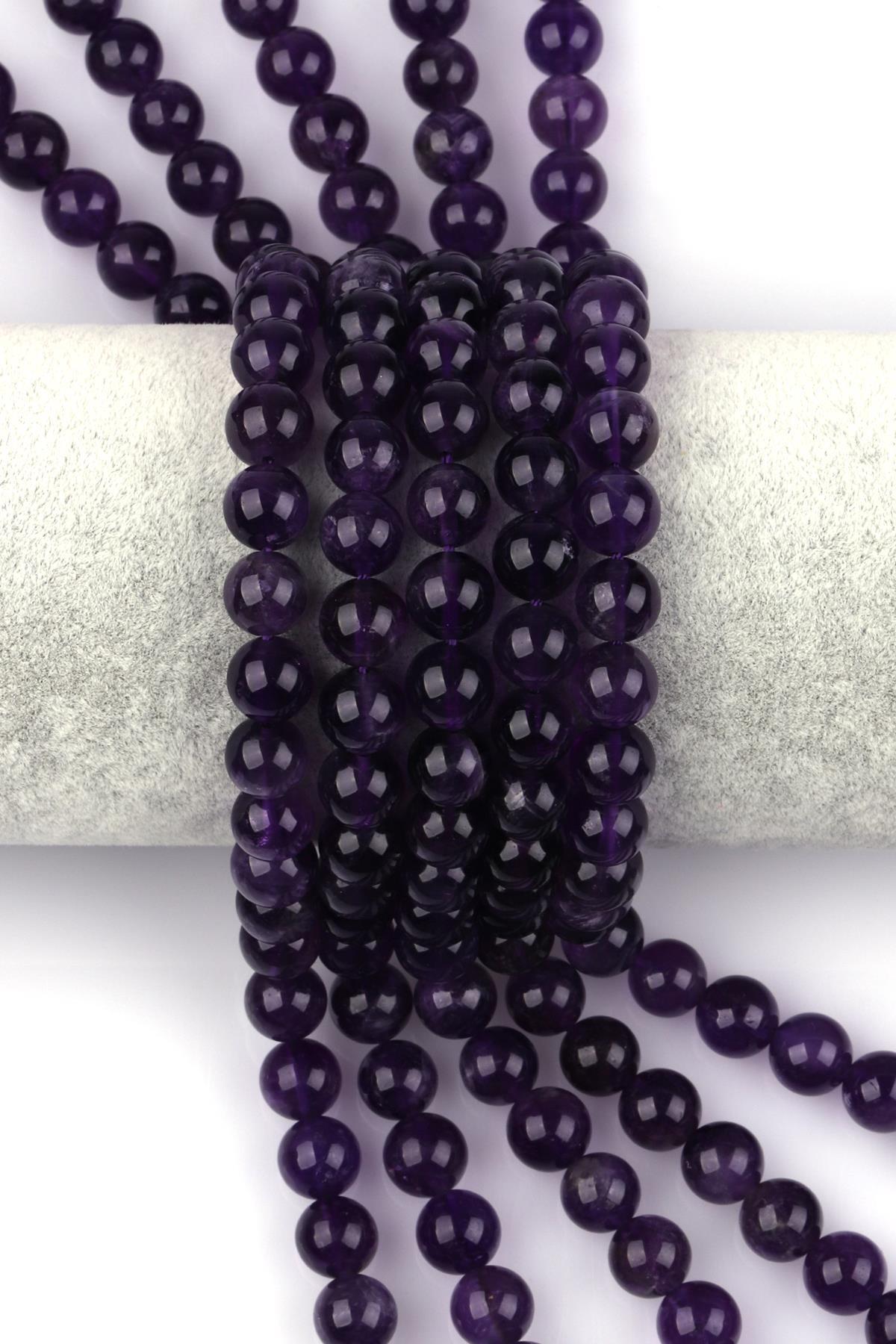 Ametist Doğal Taş Dizi 8 mm Küre Kesim