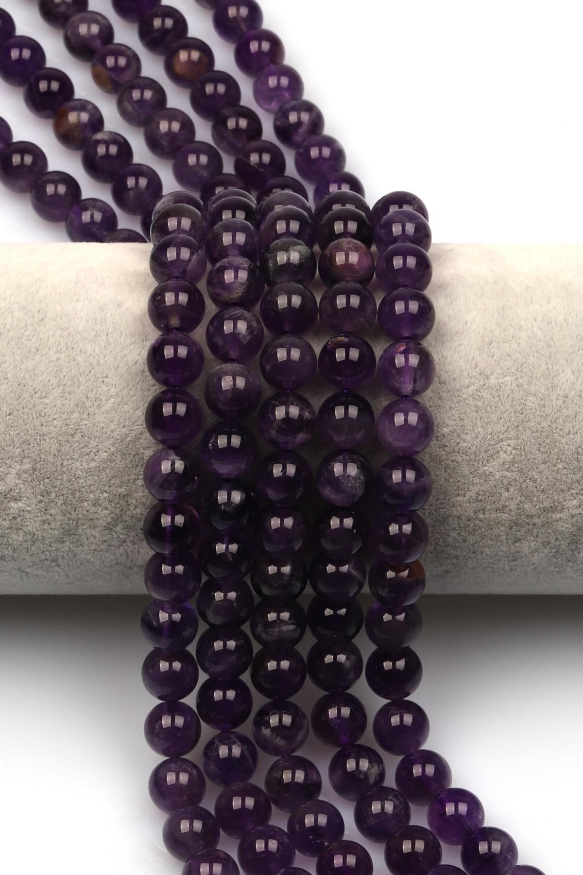 Ametist Doğal Taş Dizi 8 mm Küre Kesim