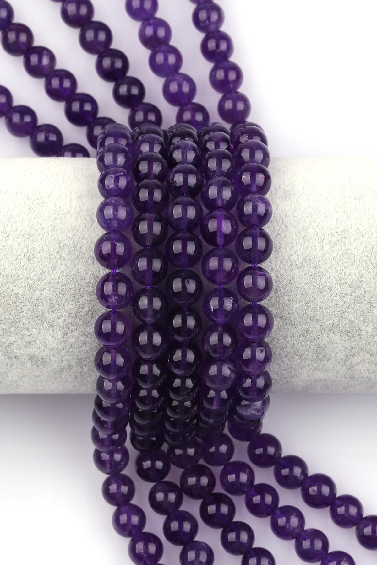 Ametist Doğal Taş Dizi 8 mm Küre Kesim