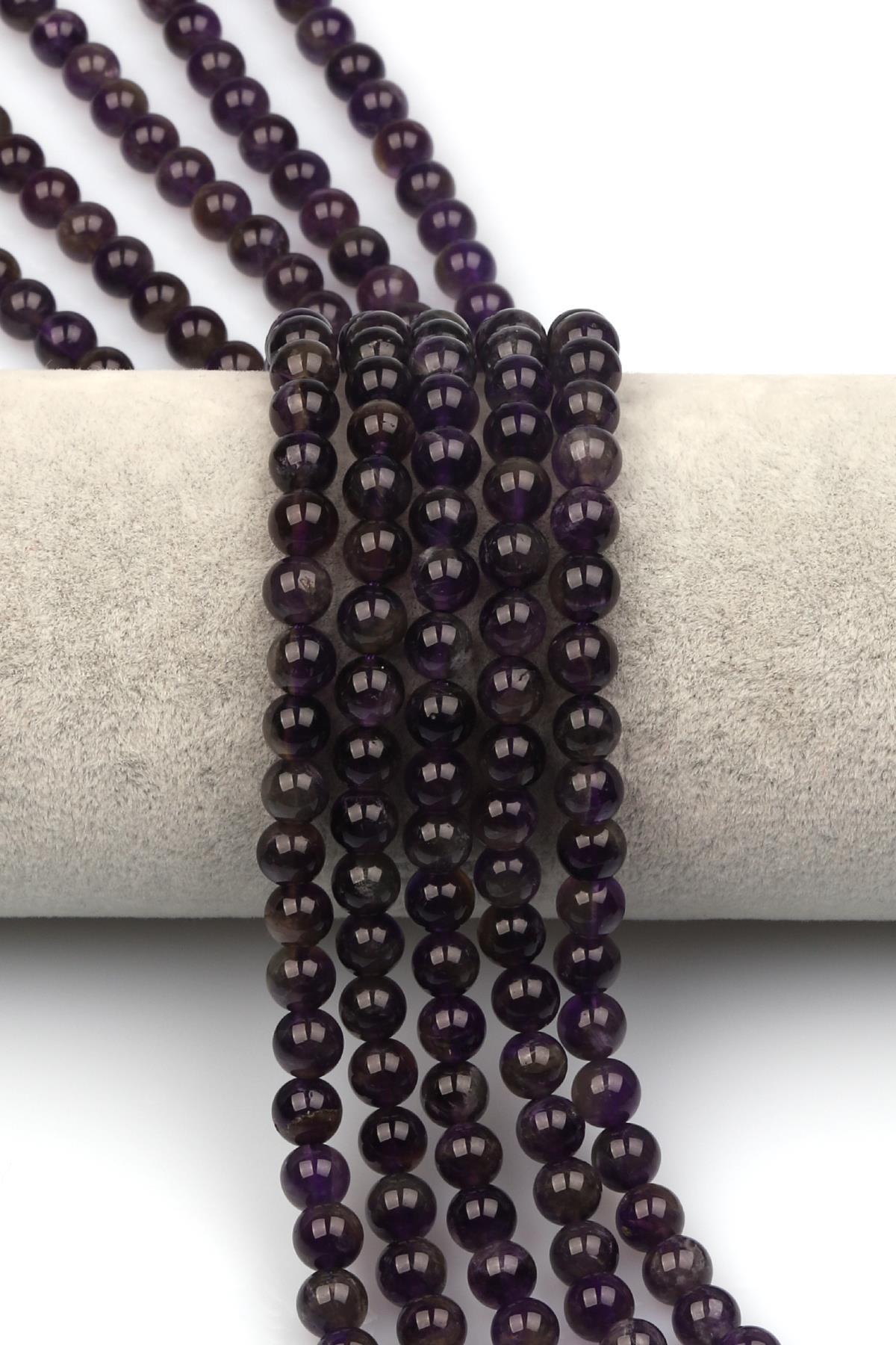 Ametist Doğaltaş Dizi 6 mm Küre Kesim