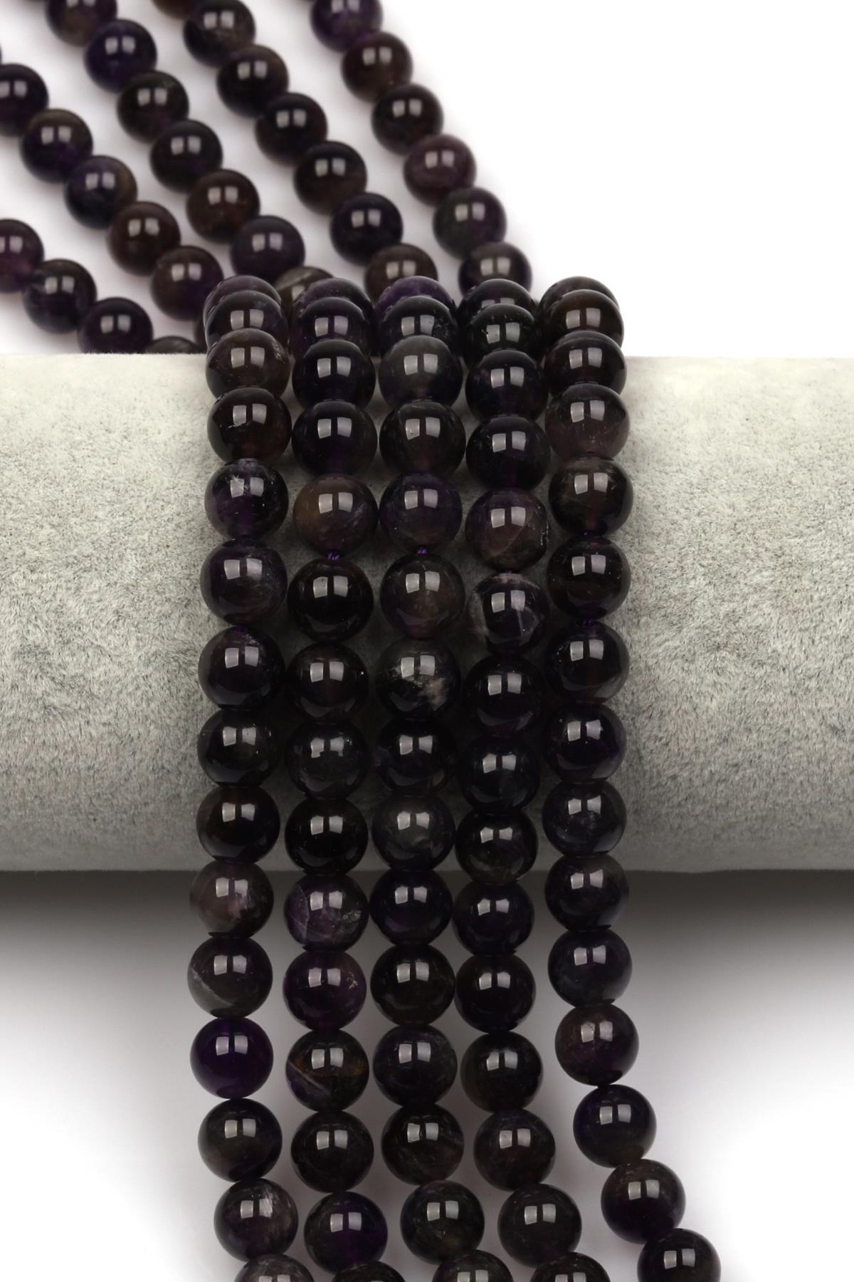 Ametist Doğaltaş Dizi 8 mm Küre Kesim