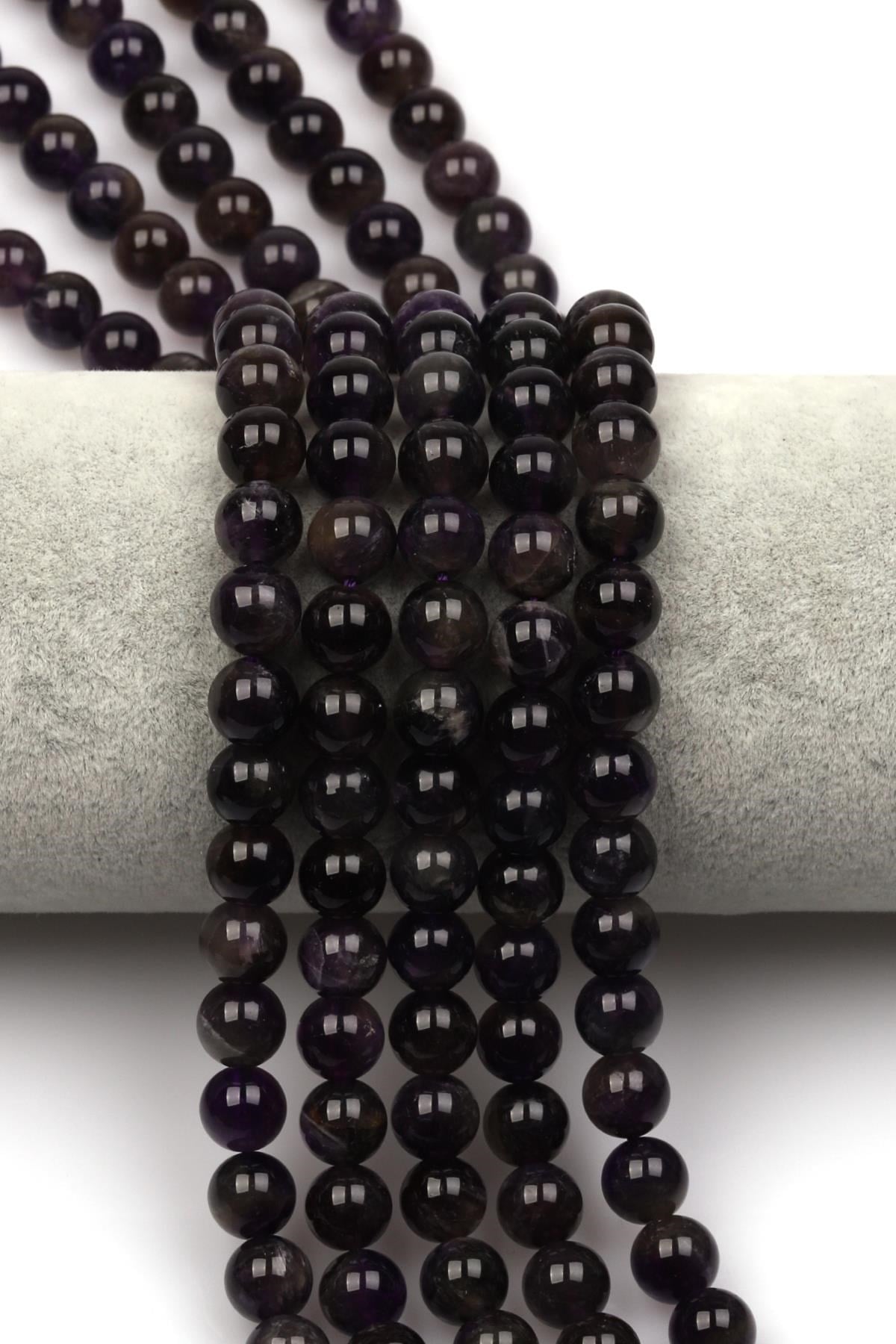 Ametist Doğaltaş Dizi 8 mm Küre Kesim